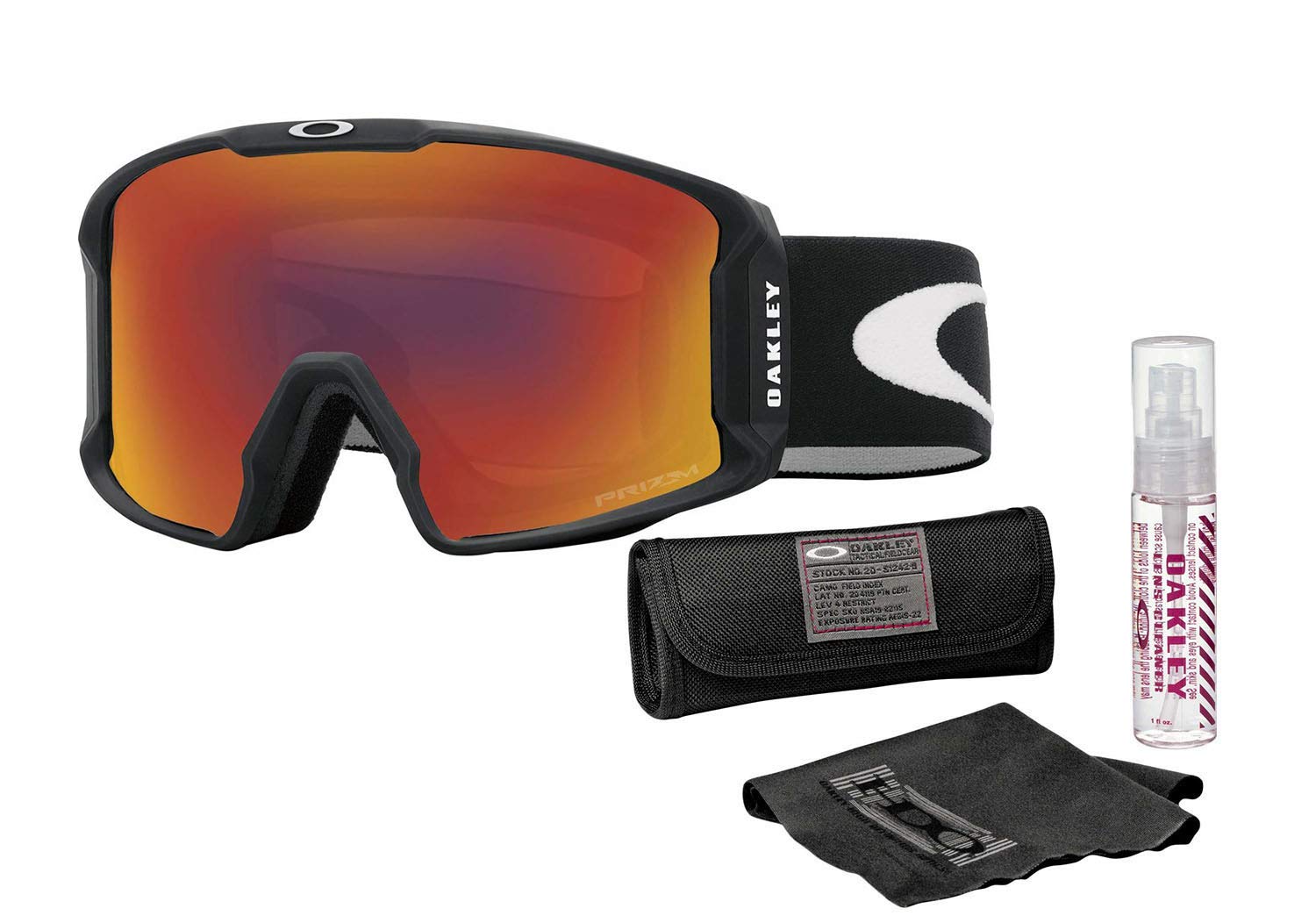 Oakley Line Miner Snow Goggles - Matte Black Frame with Prizm Torch Iridium Lens - Includes Lens Cleaning Kit - Perfect for Skiing, Snowboarding & Winter Sports