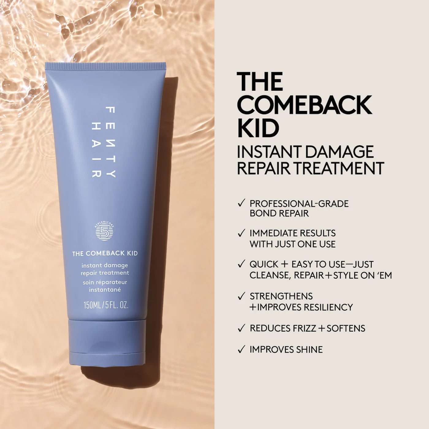 Fenty Beauty The Comeback Kid Instant Damage Repair Hair Treatment - Deep Conditioning for Damaged Hair, Split Ends & Frizz - Perfect for Salon-Quality Results at Home