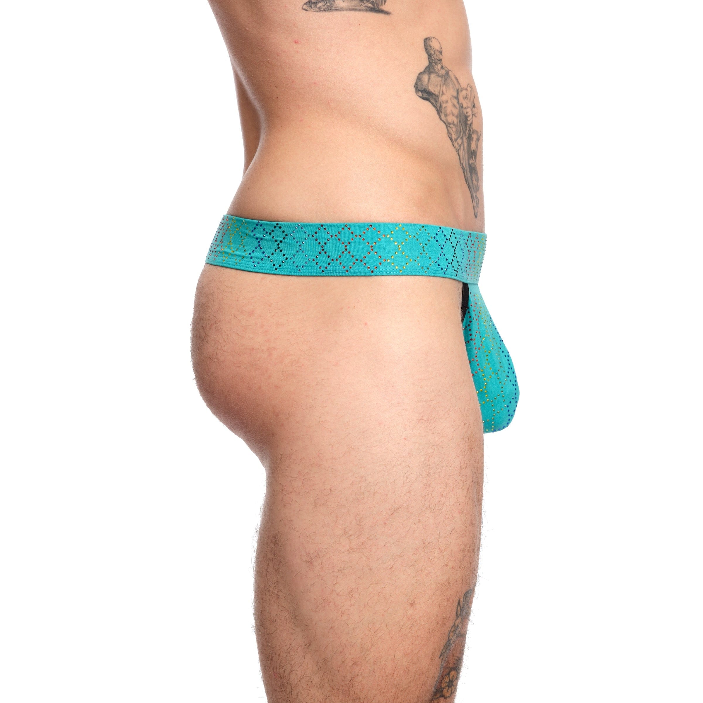 Vibrant Rainbow Crystal Thong Teal - Stylish & Comfortable Women's Underwear for Beach, Pool & Special Occasions