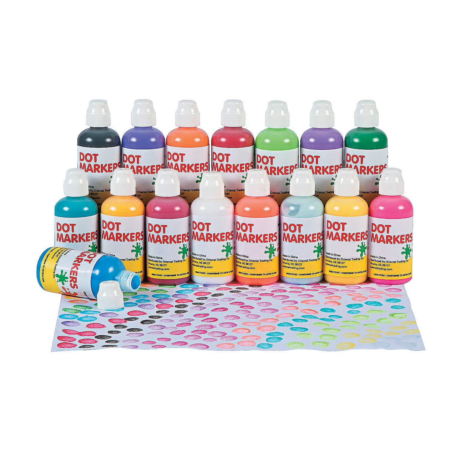 Fun Express Dot Markers Set - 32 Piece Non-Toxic Washable Paint Dots for Kids Art Projects, DIY Crafts & Classroom Activities