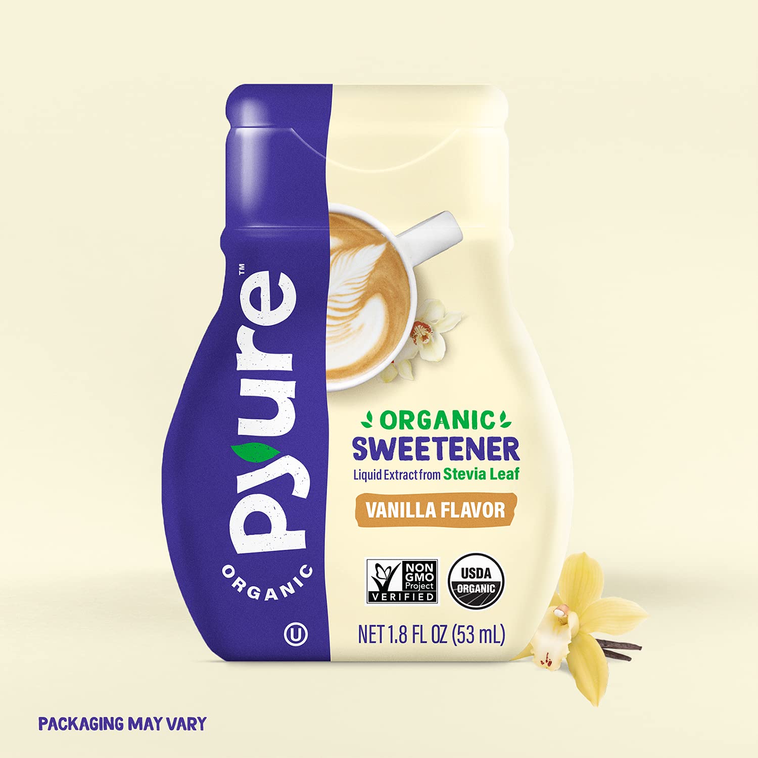 Pyure Organic Liquid Vanilla Stevia Sweetener Drops - 1.8 oz | All-Natural Sugar Substitute | Keto, Paleo & Vegan Friendly | Perfect for Coffee, Tea & Baking | Best by 9/23/2023