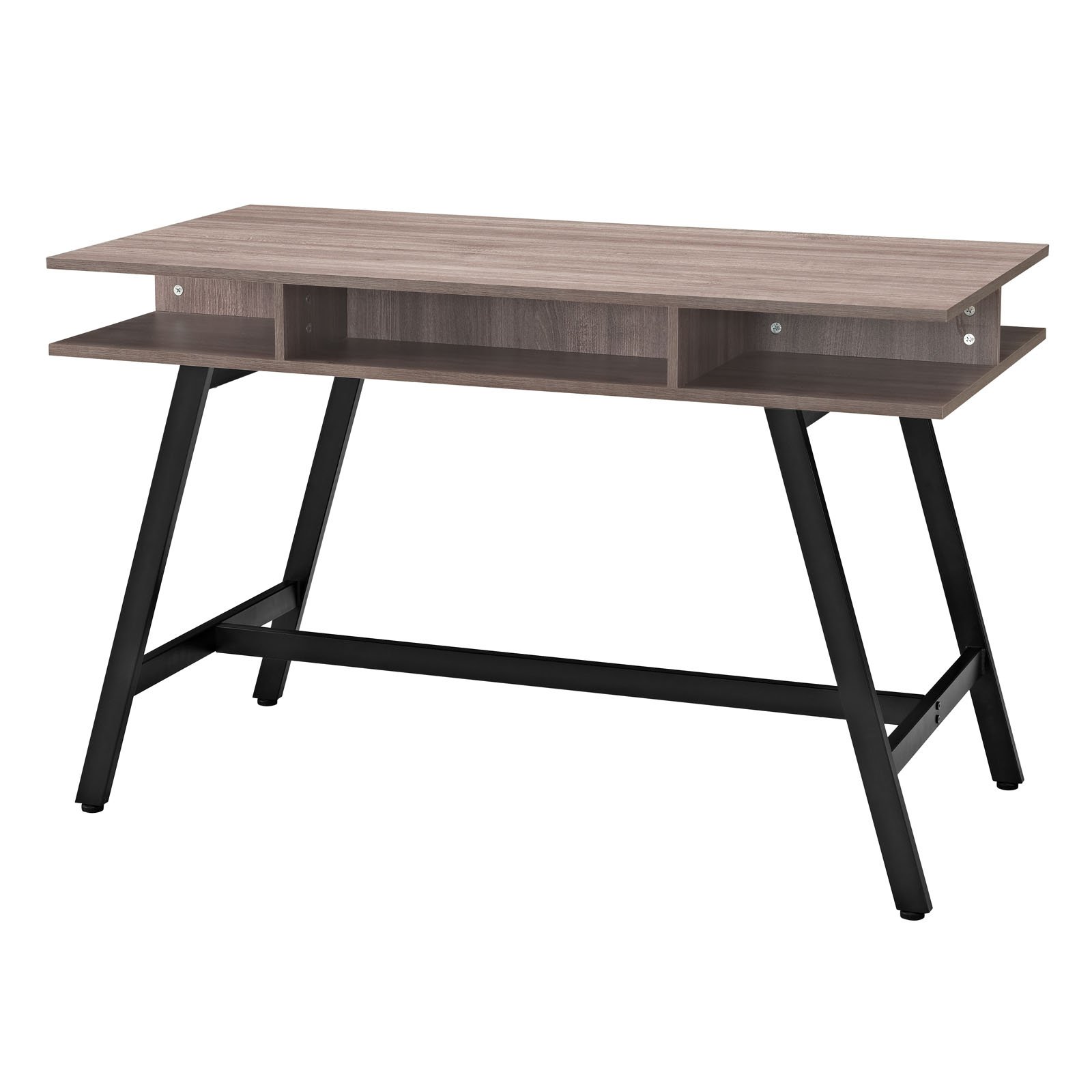 Modway Turnabout Modern Wood Grain & Metal Writing Office Desk with Storage - Birch Finish for Home Office, Study & Workspace