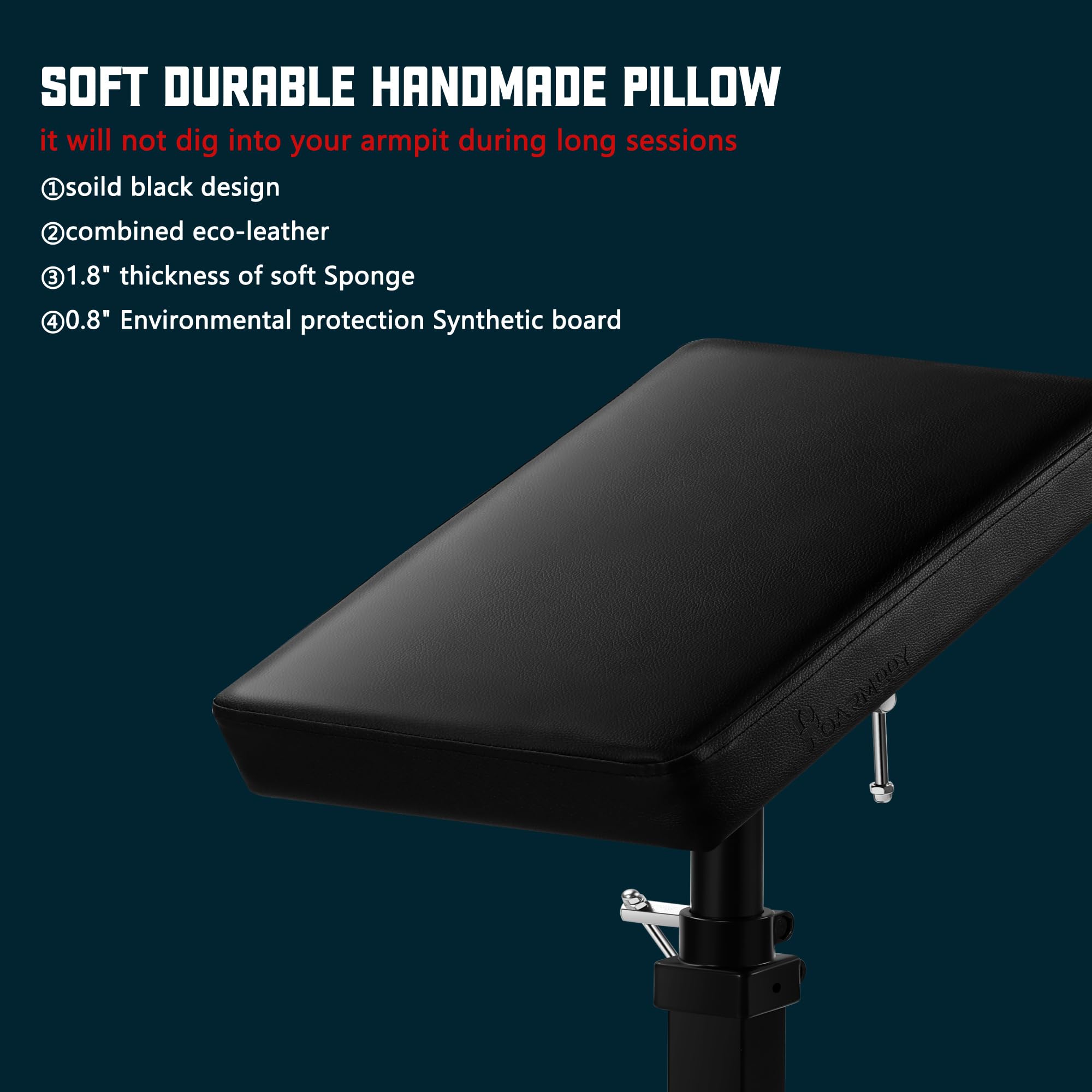 POARMEEY Adjustable Tattoo Arm Rest Stand with Thickened Black Leather Cushion - Tiltable Design for Tattoo Artists & Permanent Makeup Professionals - Perfect for Tattoo Studios, Cosmetic Clinics & Home Use