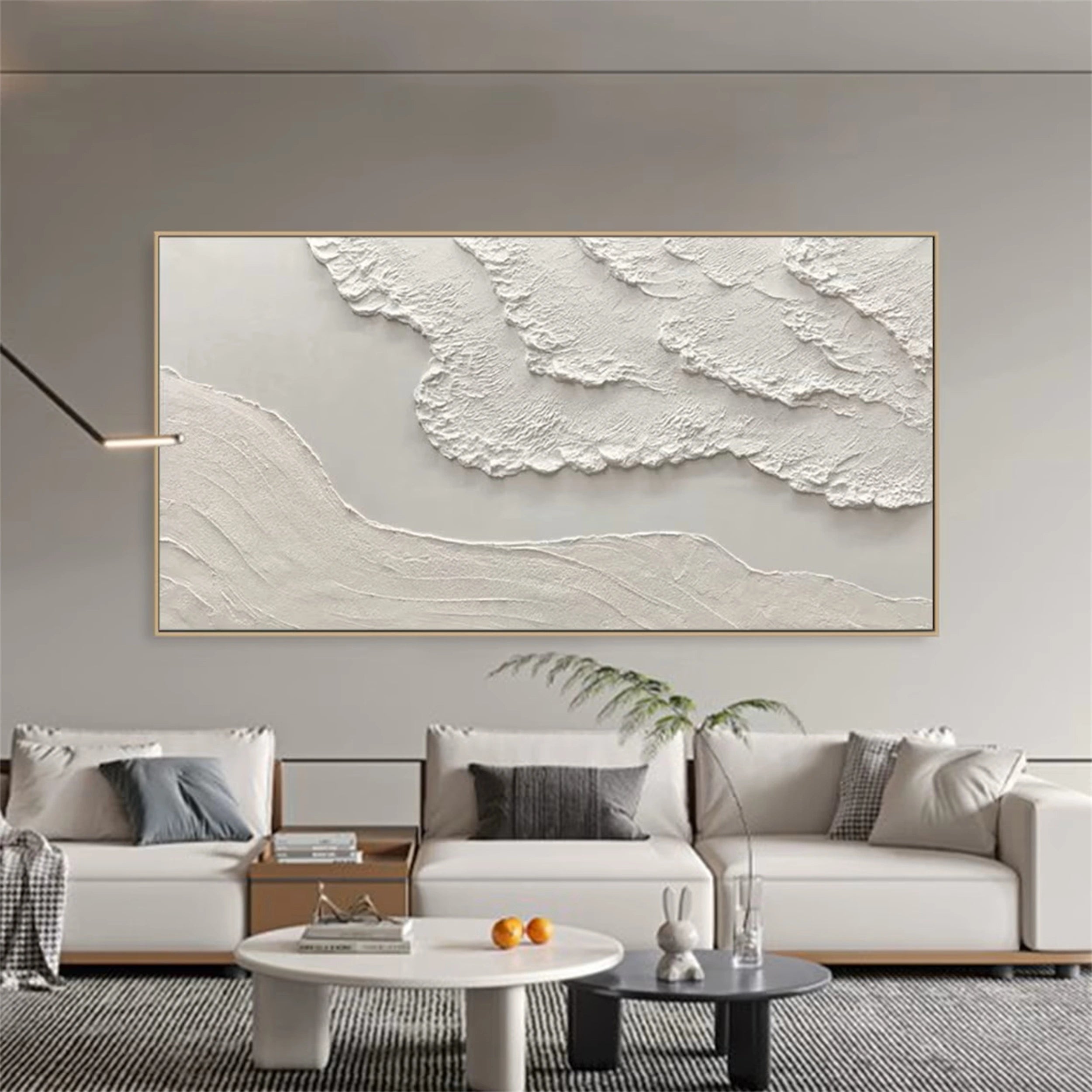 Minimalist Beige Textured Wall Art - Modern Abstract Canvas Painting for Living Room, Bedroom & Office Decor #MM103