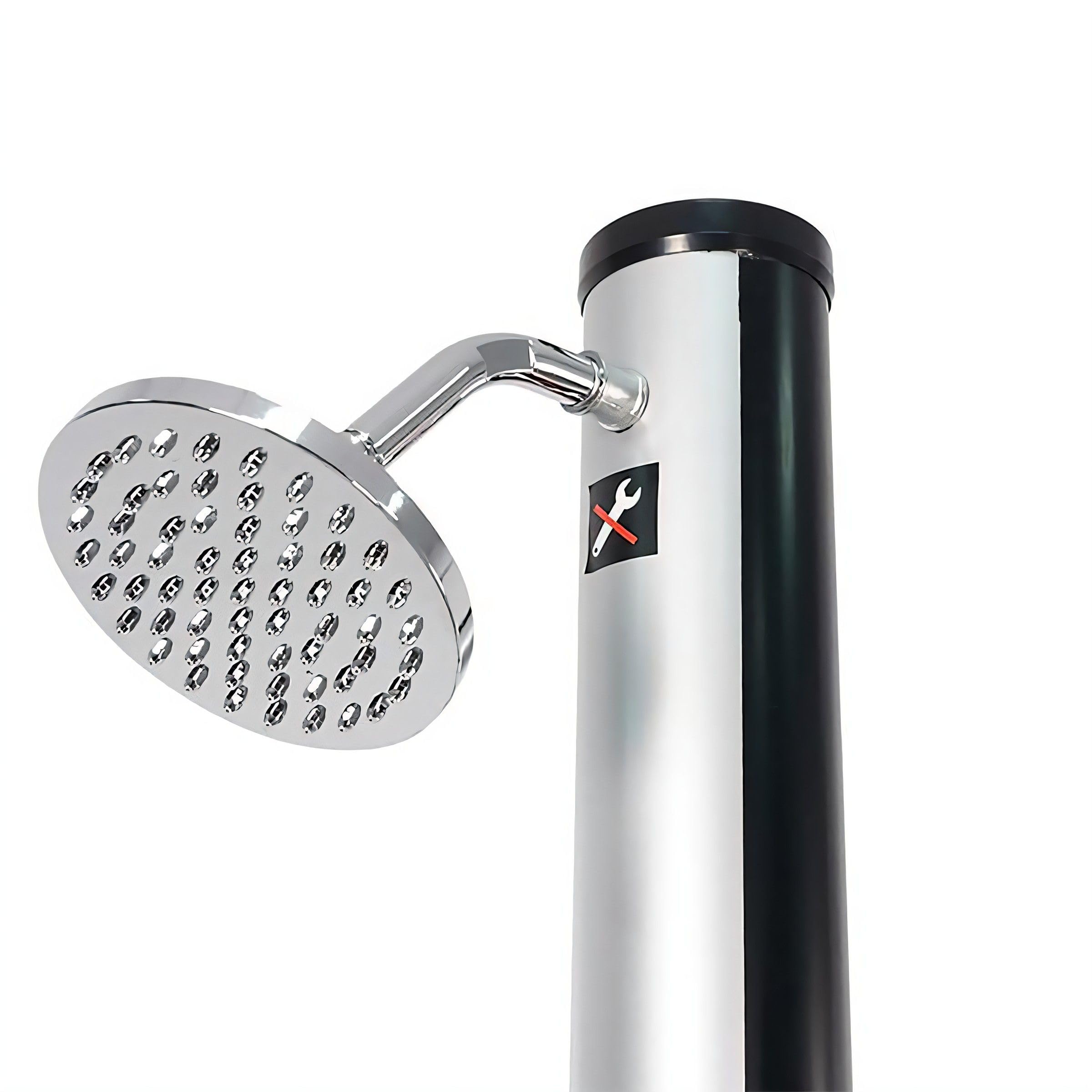 7.2Ft Outdoor Solar Heated Shower - 9.3 Gallon Portable Pool Shower with Adjustable Handheld Shower Head & Foot Tap Spigot - Perfect for Beach, Backyard, Camping, RV, and Poolside Use - Silver