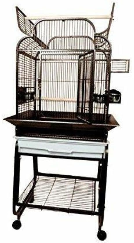 KING'S CAGES 22x17 Inch Flat Top Parrot Cage - Premium SLT 501F/782217 Bird Cage for African Grey & Lories (Coppertone) - Spacious 36x28x69 Inch with Bird Toys - Perfect for Home, Office & Aviary Use