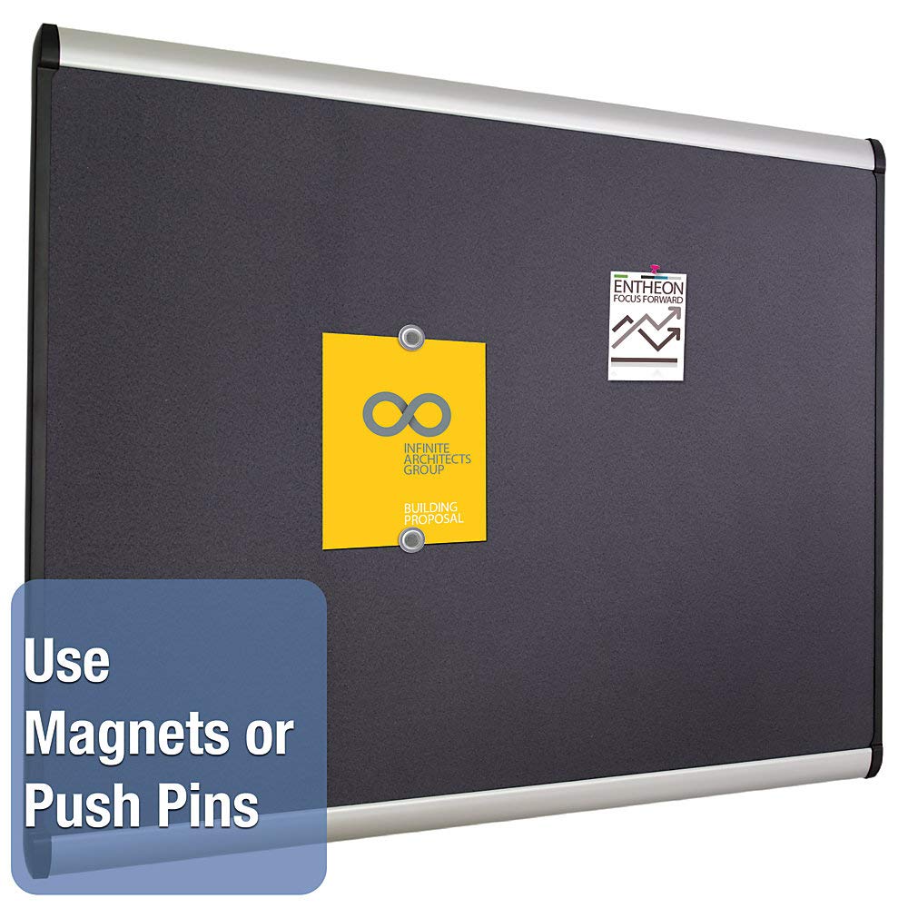 Quartet Prestige Plus Magnetic Fabric Bulletin Board 3x2 Feet - Aluminum Frame Whiteboard for Office, Classroom & Home Organization - Durable Memo Board for Notes, Photos & Reminders (MB543A)