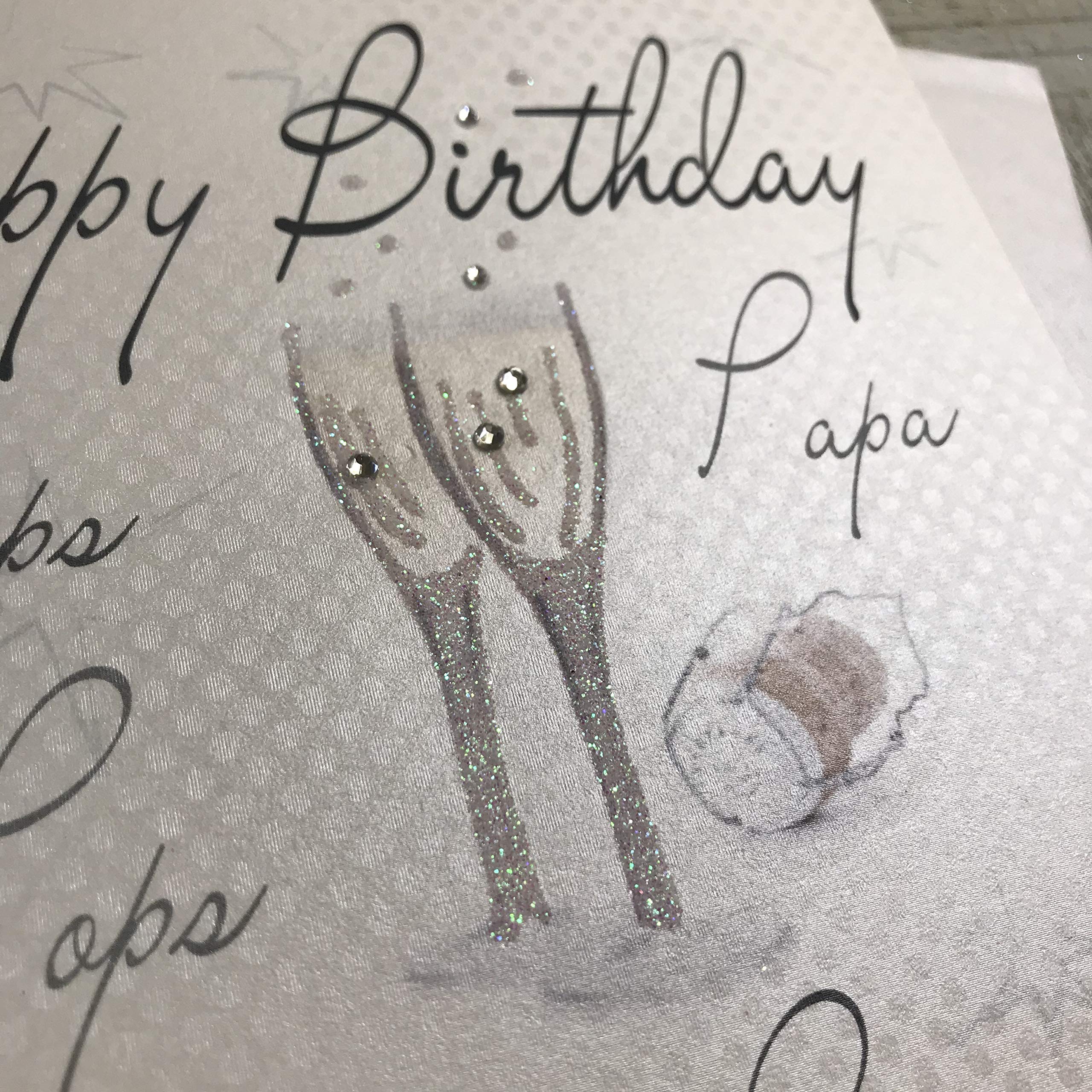 Handmade Birthday Card for Grandpa - Personalized Champagne Glasses Design | Perfect for Father's Day, Retirement & Special Occasions