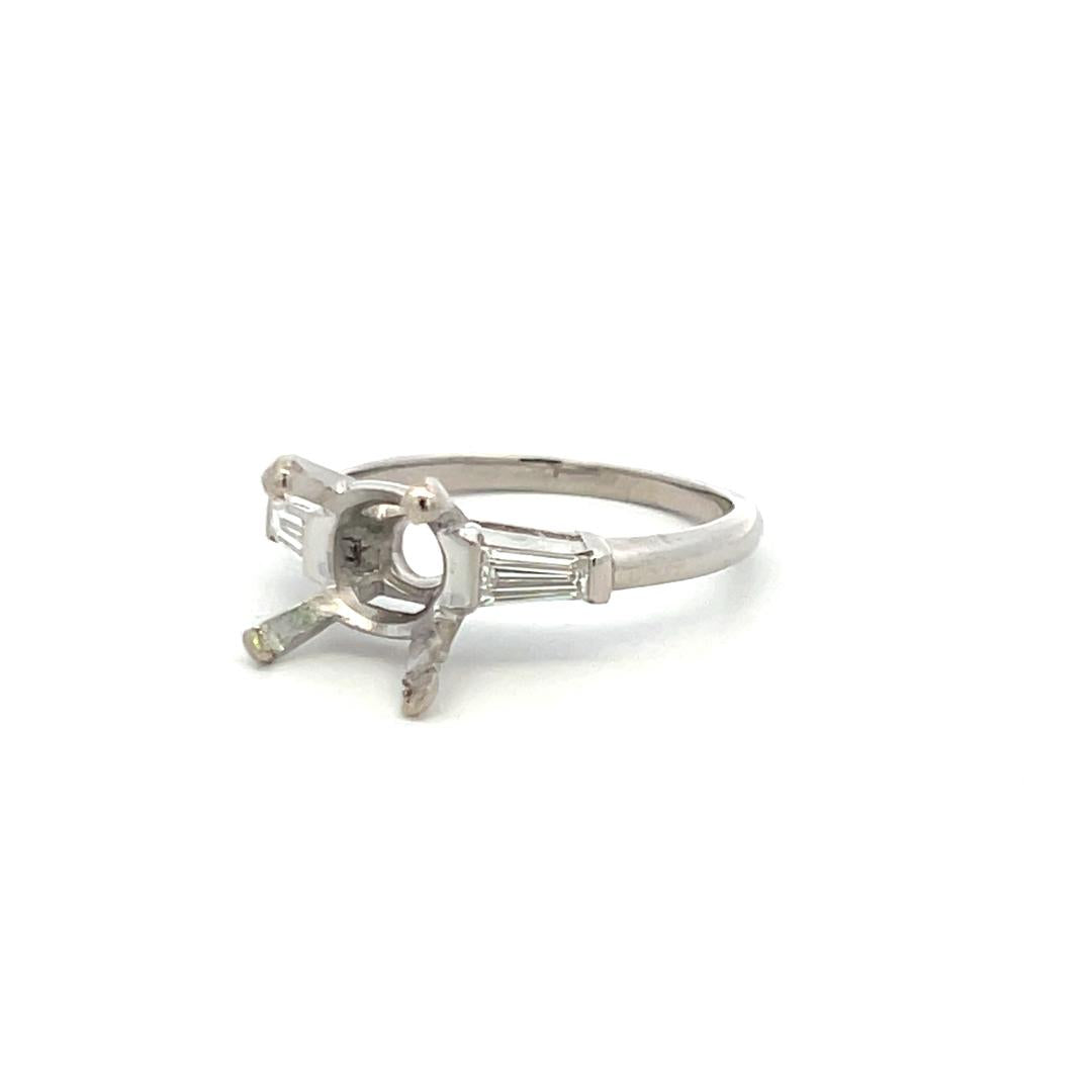 0.25 Carat Tapered Baguette I VS Diamond Platinum Semi Mount Ring for Engagement, Wedding, or Anniversary - Elegant Bridal Jewelry Gift