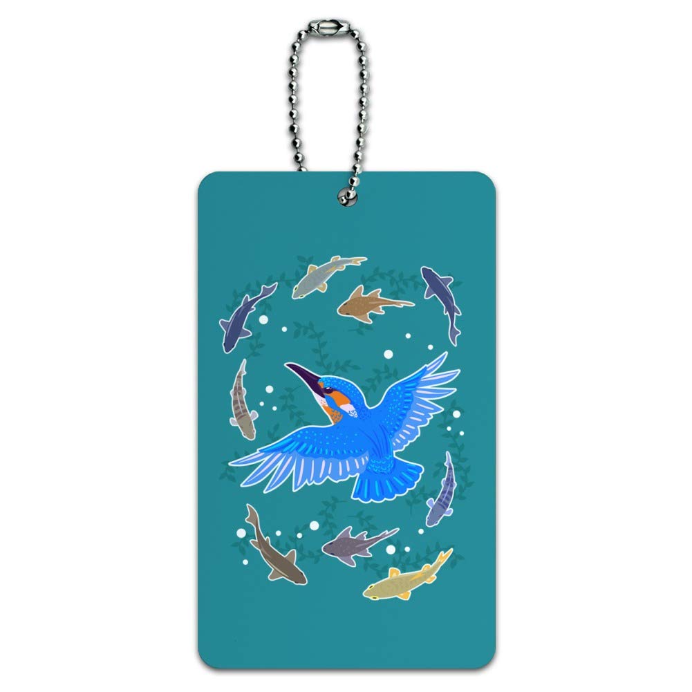Kingfisher Bird & Fish Design Luggage Tag - Durable Suitcase ID Tag for Carry-On Bags - Perfect for Travel, Vacation & Business Trips