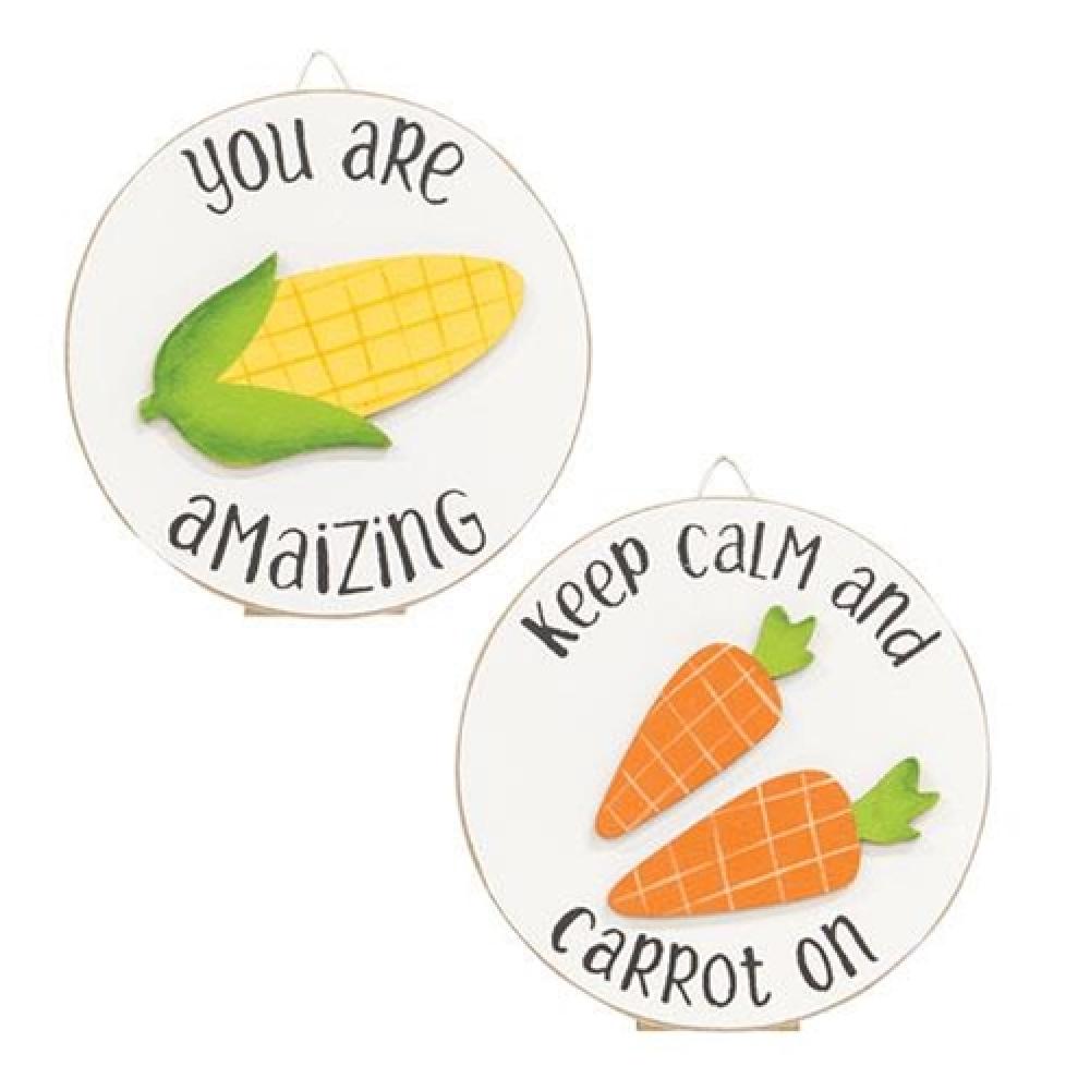 Keep Calm and Carrot On Mini Round Easel Sign - 2 Pack Assorted Colors - Perfect for Home Decor, Office Desk & Party Decorations