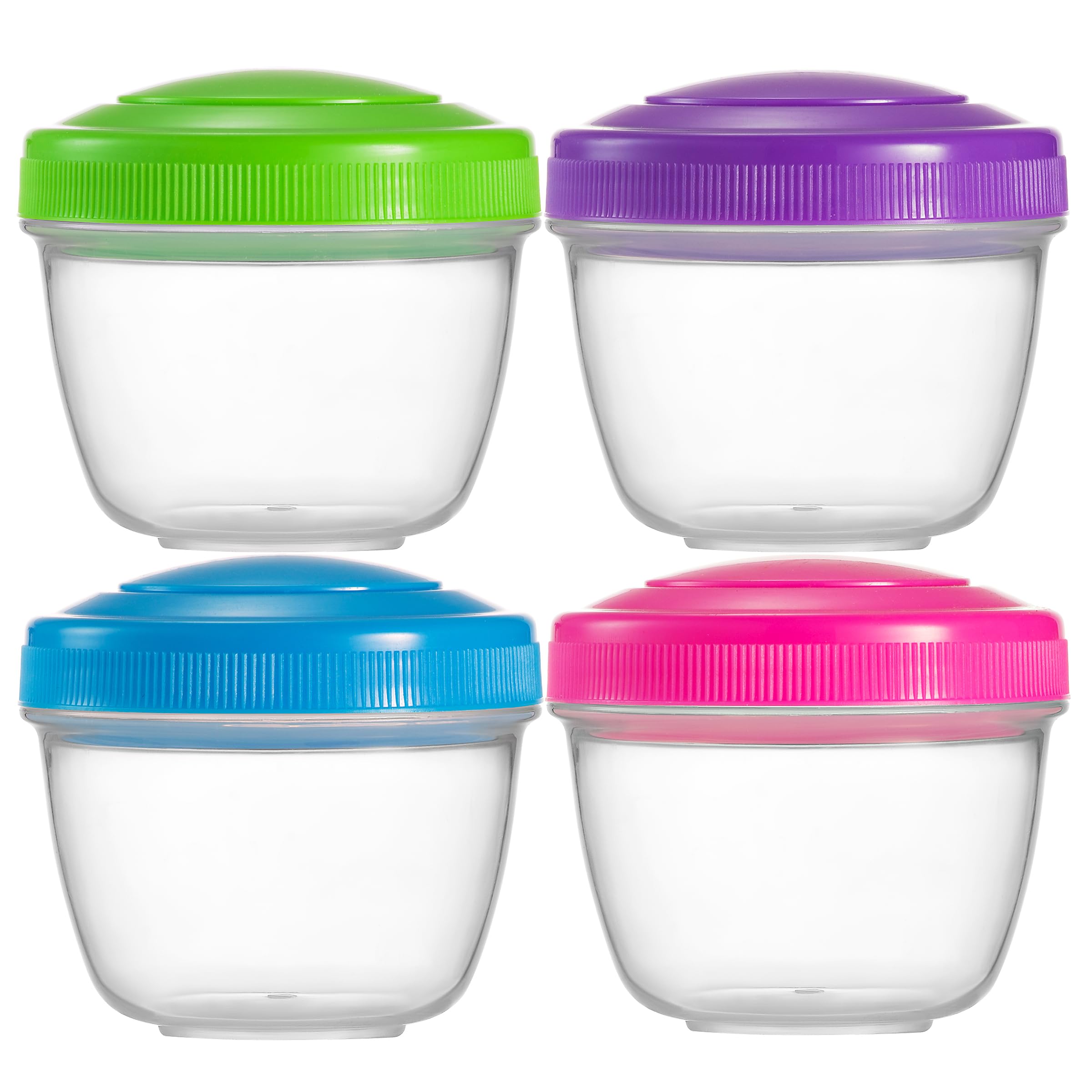 MosJos 4-Piece Snack Containers Set - 4.75 Oz Small Food Storage Cups with Lids - Perfect for Fruits, Nuts, Sauces, Condiments & Salads - BPA-Free Lunch Box Containers in Bright Colors - Ideal for Meal Prep, School Lunches & On-the-Go Snacks