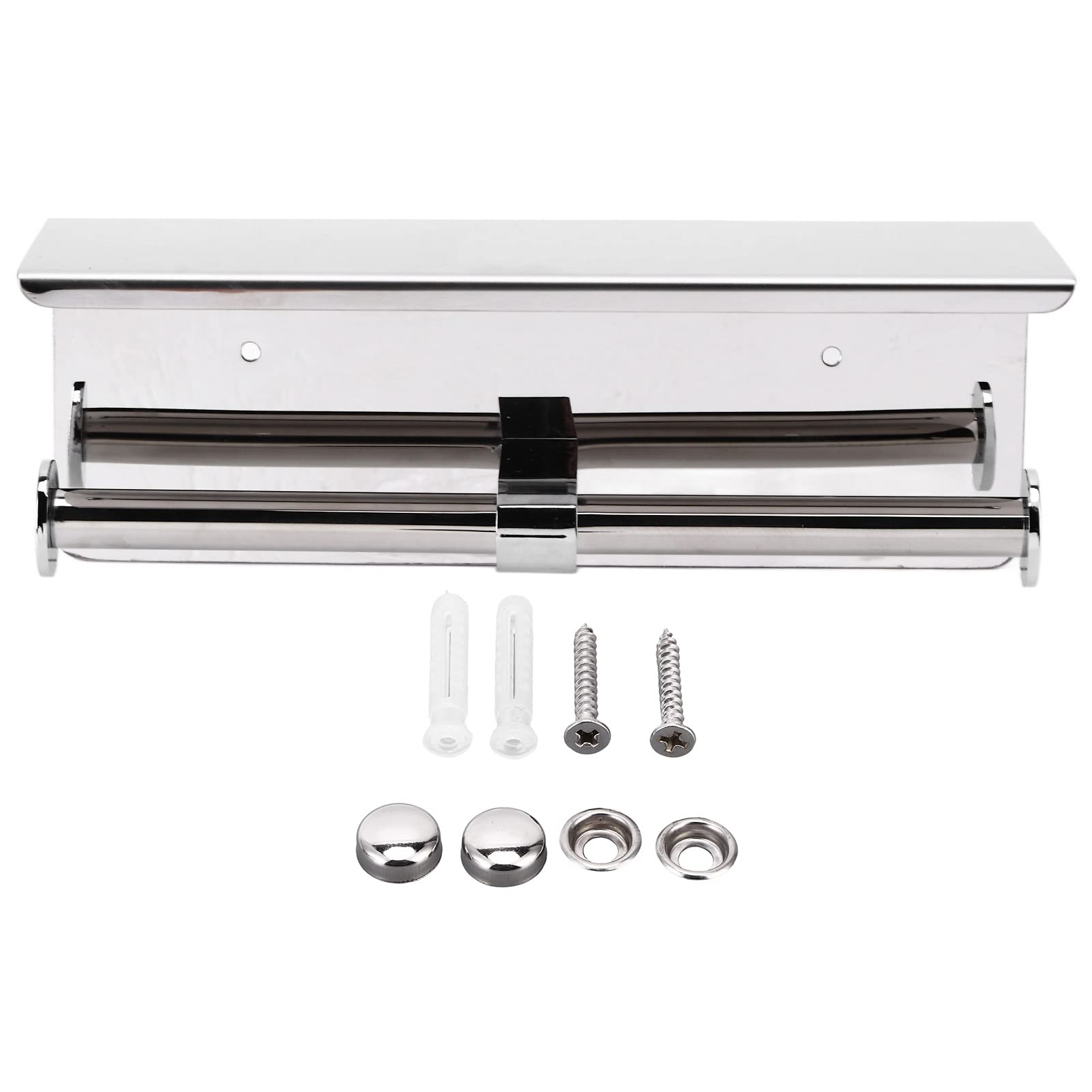 Stainless Steel Wall Mounted Toilet Paper Holder - Dual End Bathroom & Kitchen Tissue Roll Dispenser for Home, RV, Office Use