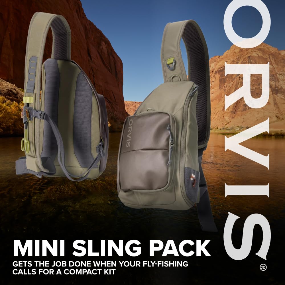Orvis Mini Sling Pack (26B2) - 5L Recycled ECO CORDURA Shoulder Strap Tackle Backpack for Fly Fishing - TPU Coated, Dustproof & Durable - Perfect for Outdoor Adventures & Fishing Gear Storage