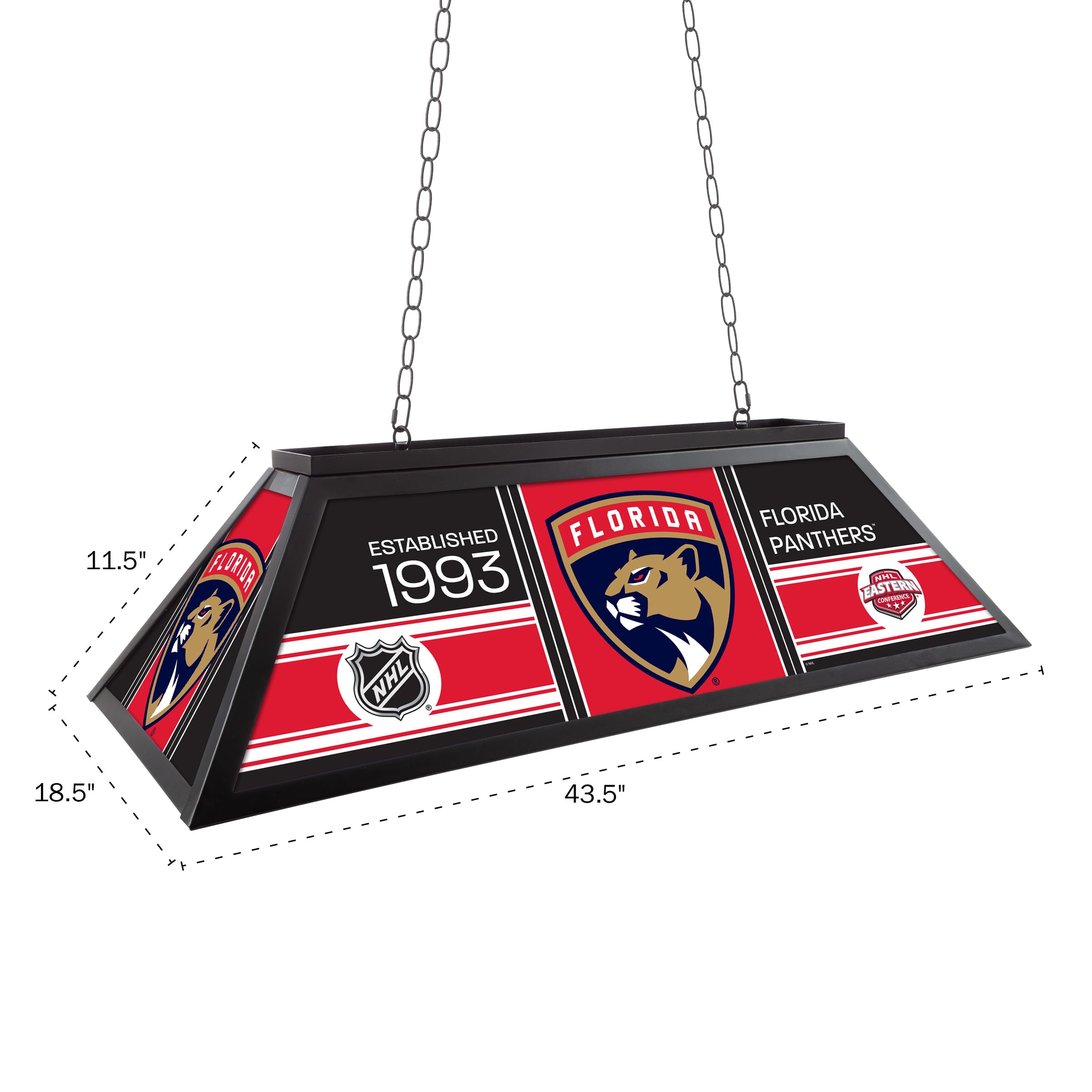 Florida Panthers Pool Table Light - 44-Inch 4-Sided LED Billiard Lamp with Printed Panels - Perfect for Game Rooms, Bars, Man Caves & Garage Decor - NHL Themed Lighting for Sports Fans