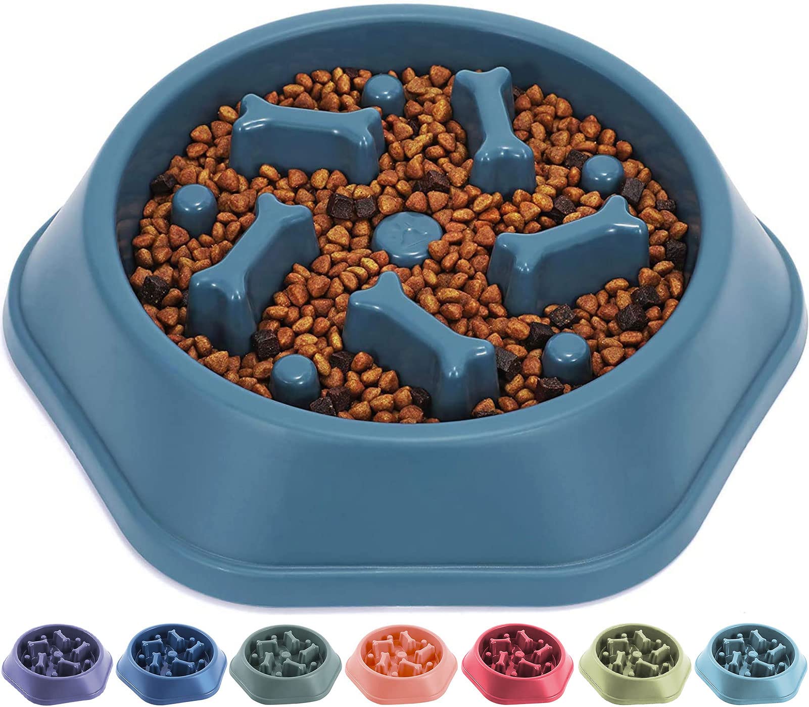 Slow Feeder Dog Bowl - Anti-Choking & Bloat Prevention Pet Food Dish with Fun Patterns - Perfect for Fast Eaters, Puzzle Enrichment & Mealtime Fun