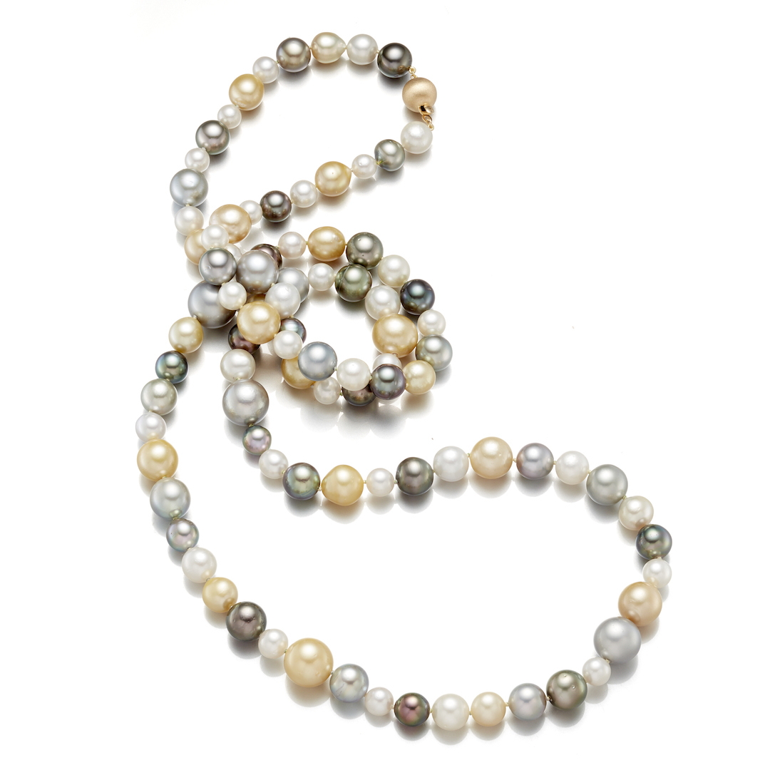 7-12mm Multi-Color Tahitian & South Sea Pearl Long Necklace - Elegant Statement Jewelry for Weddings, Parties & Special Occasions