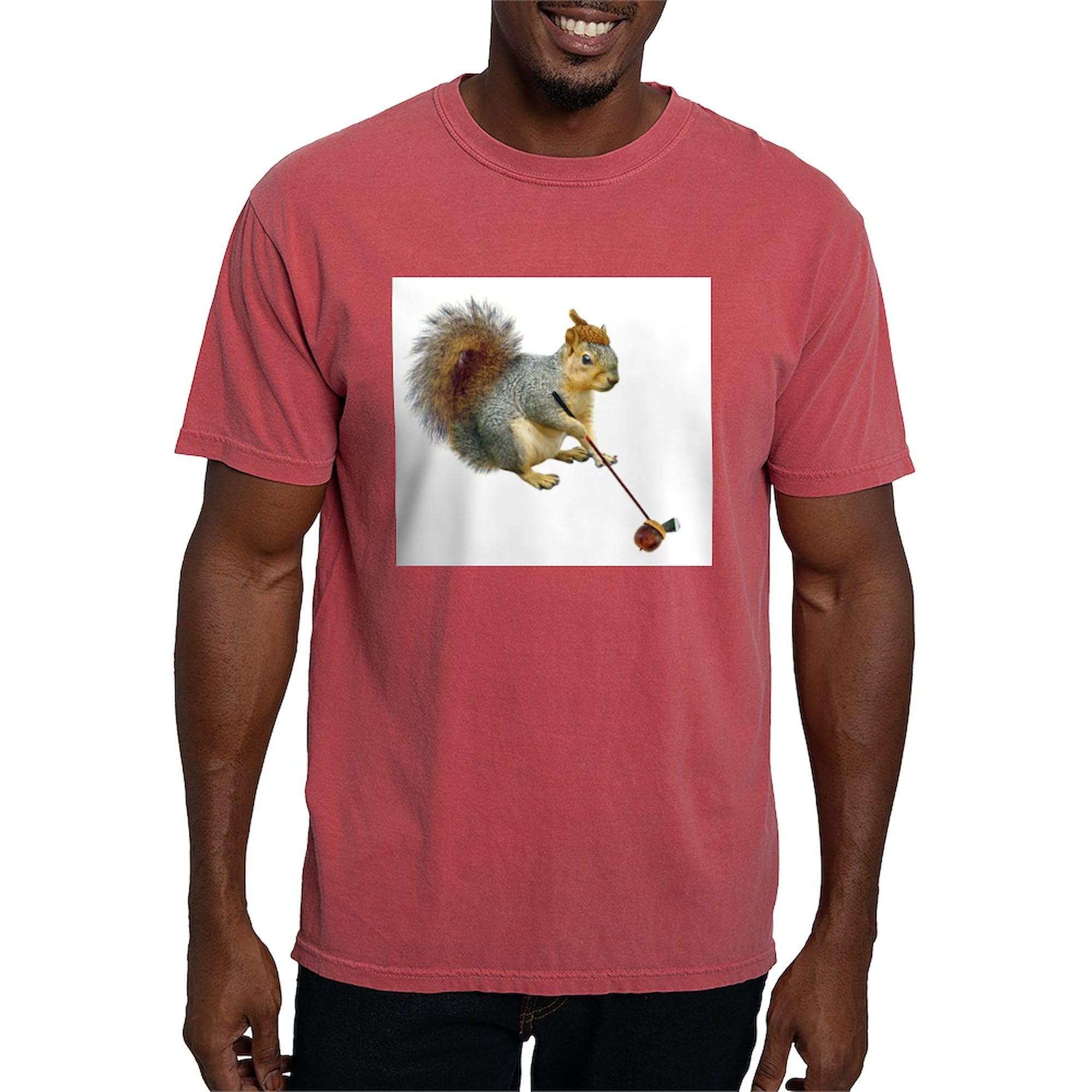 Funny Squirrel & Acorn Golf T-Shirt for Men - Comfort Colors Soft Cotton Tee - Perfect for Golf Outings, Casual Wear & Funny Gift Ideas