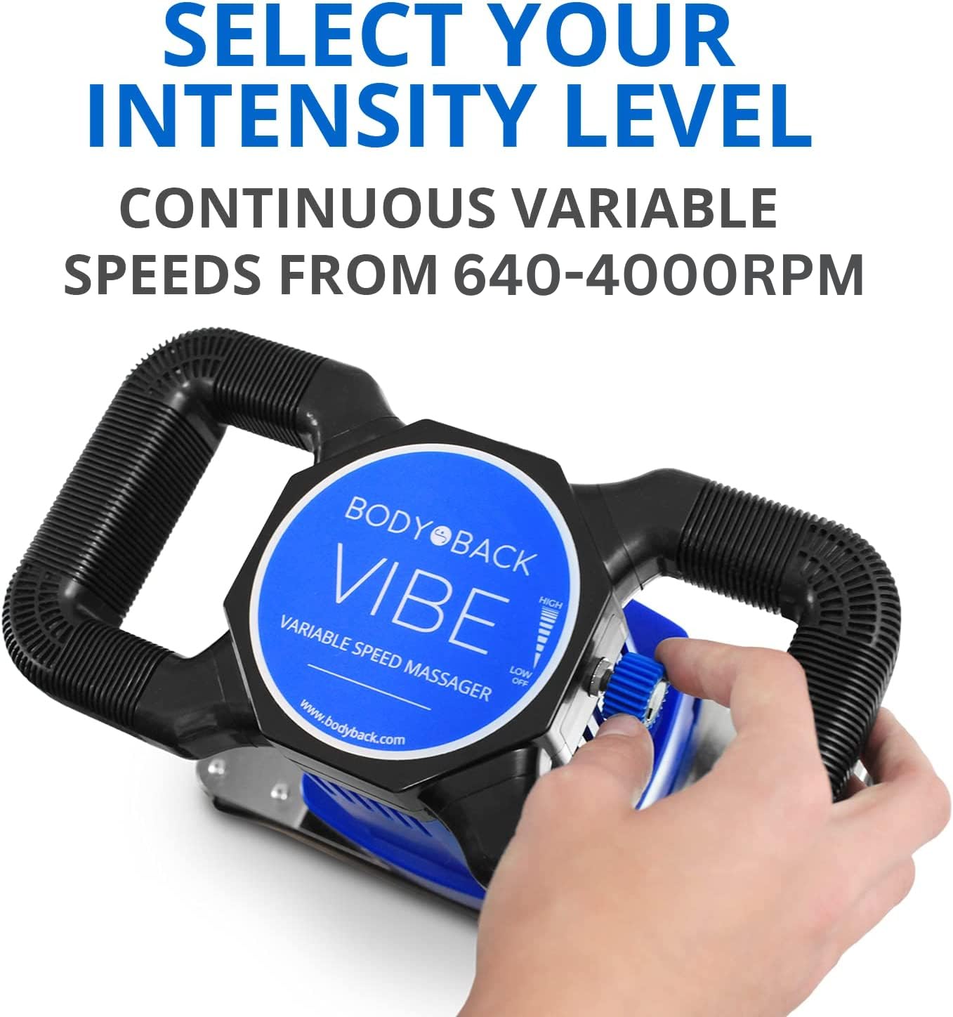 Body Back Vibe 2.0 Handheld Massager - Adjustable Speed Deep Tissue Massage for Back Pain Relief & Muscle Recovery - Chiropractic Therapy Tool for Relaxation at Home, Office or Gym - Portable Electric Massager for Neck, Shoulder & Full Body