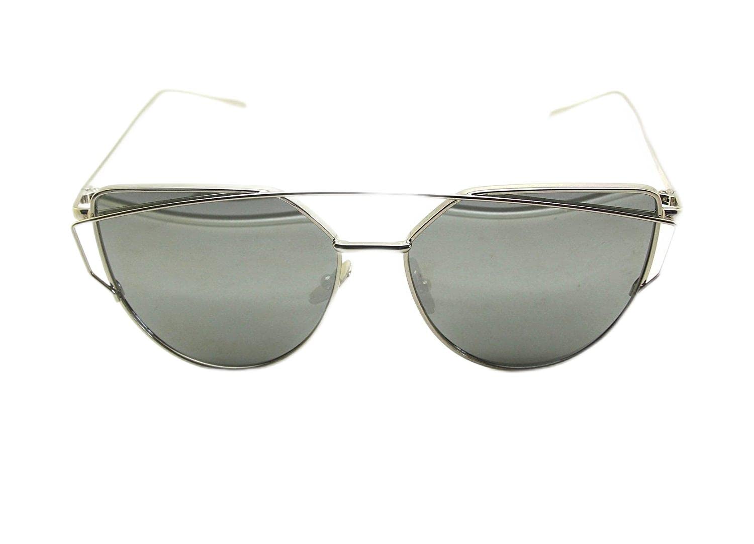 RetroUV® Large Oversized Cat Eye Sunglasses for Women - Flat Mirrored Lens & Metal Frame - Vintage Fashion Sunglasses - Perfect for Beach, Driving, and Outdoor Activities