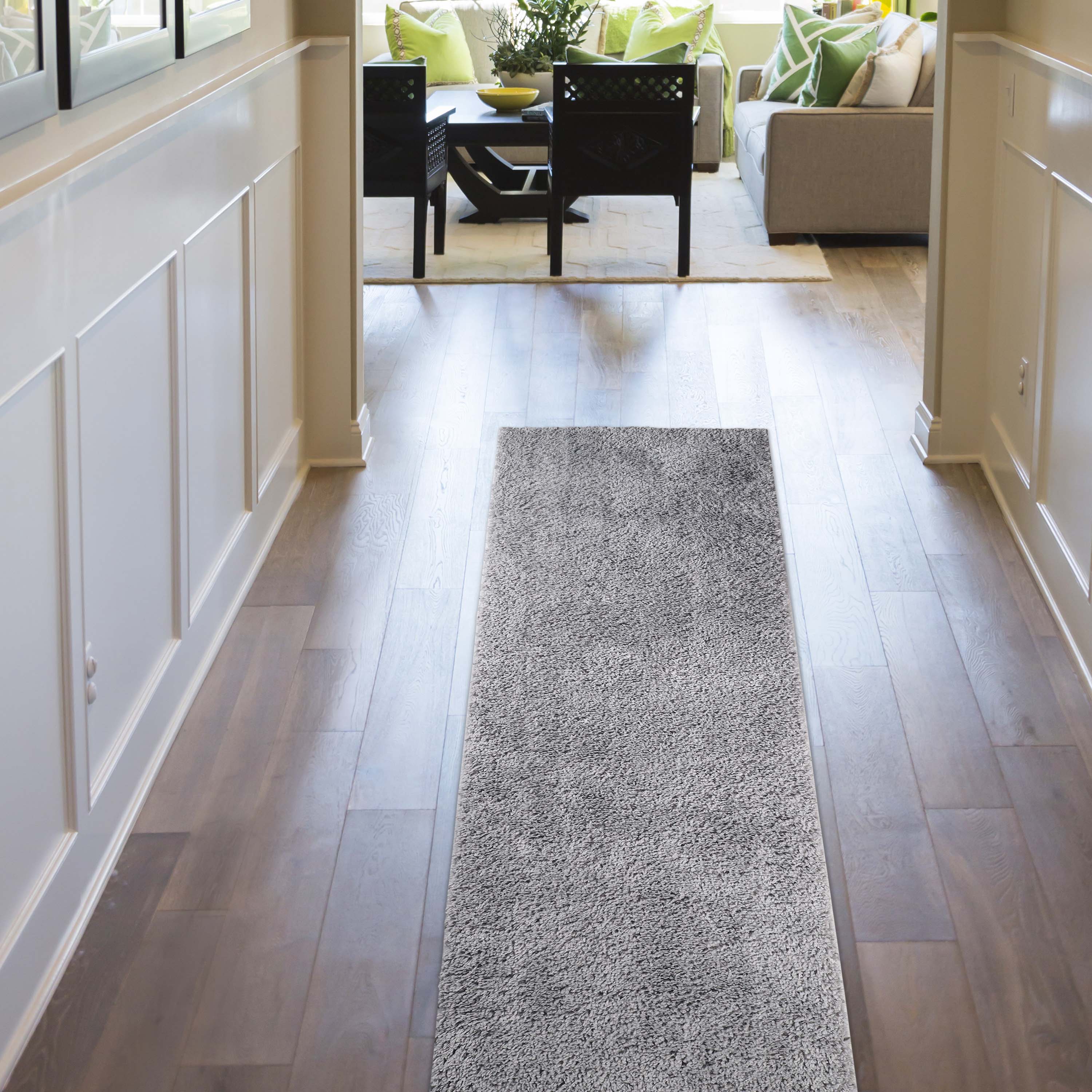 Berlin Solid Indoor Plush Shag Runner Rug - Soft Area Rug for Living Room, Bedroom, Nursery - Non-Slip Comfortable Floor Mat for Home Decor