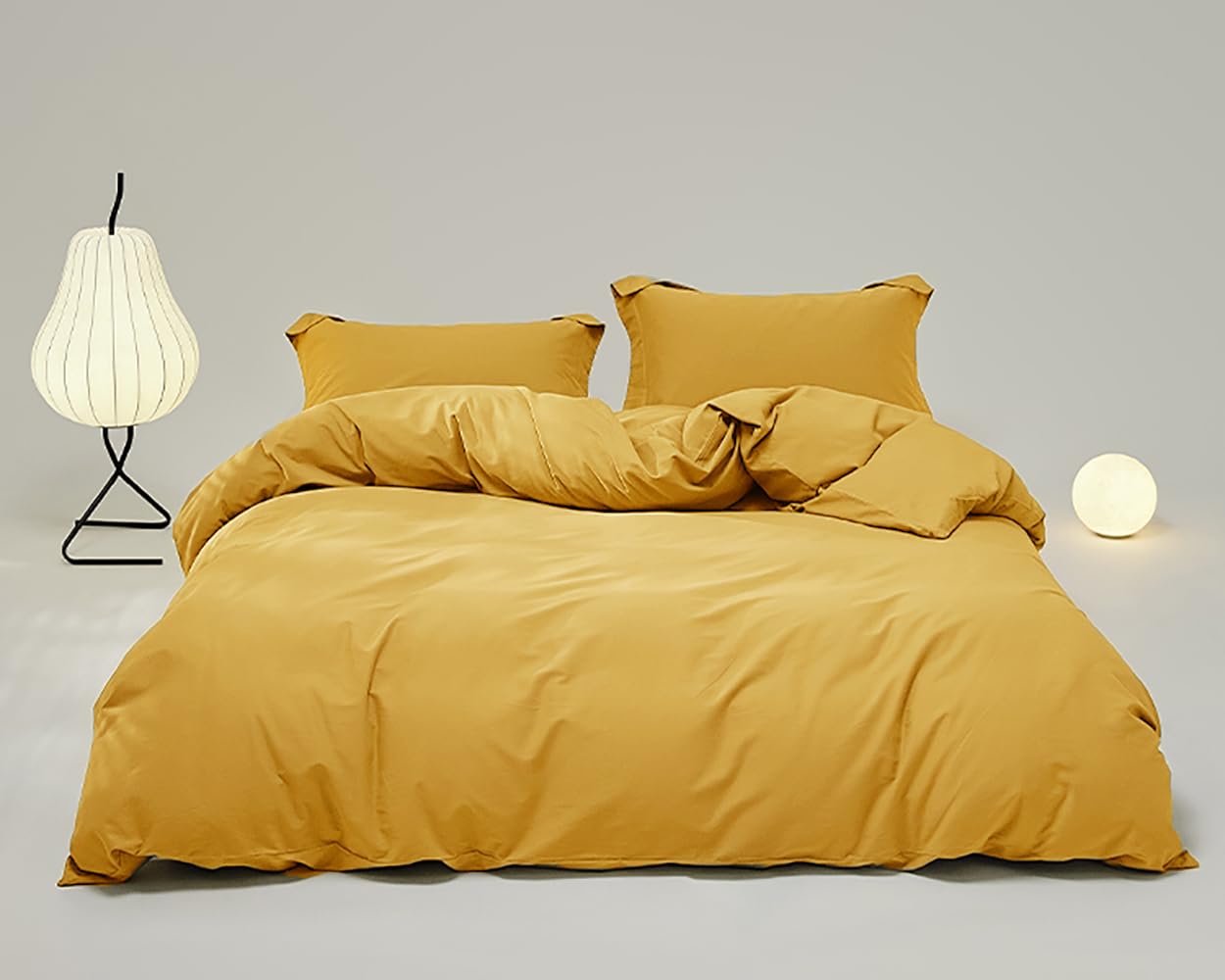 Mustard Yellow Comforter Set Queen Size - Dark Yellow Bedding for Women & Girls - Soft Ginger Mustard Duvet Cover & Quilt - Perfect for Cozy Bedrooms & Guest Rooms