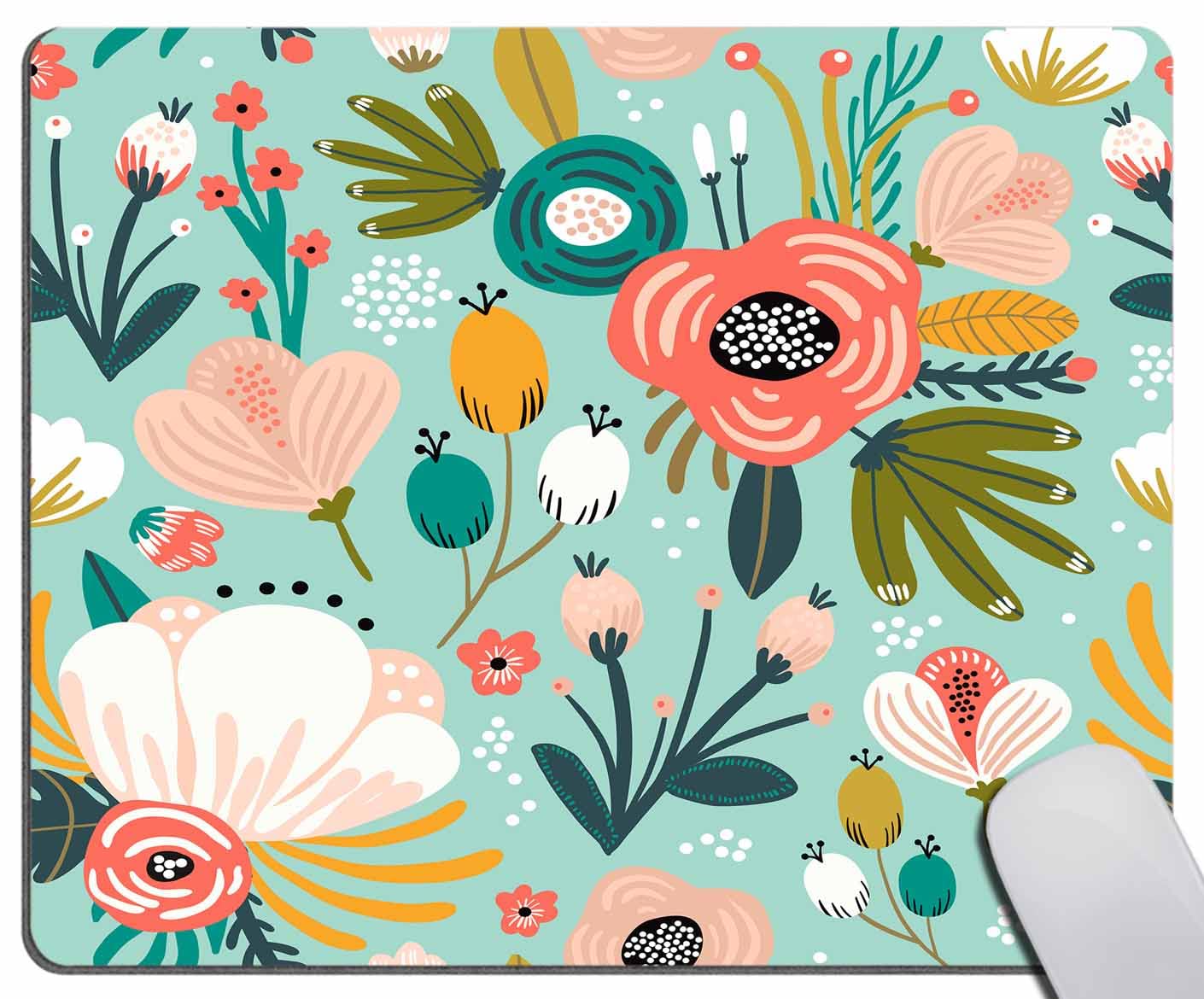 Floral Design Mouse Pad with Non-Slip Rubber Base - 7.9 x 9.5 Inch Computer & Laptop Mousepad for Home, Office & Gaming - Perfect for Work Desks, Gaming Setups & Home Decor