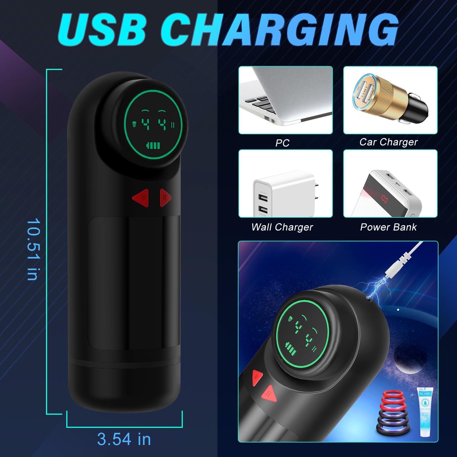 Automatic Male Masturbator - Adult Penis Pump with 4 Suction & Vibration Modes, Rechargeable Male Stroker for Enhanced Stimulation - Discreet & Portable for Solo Play or Couples Use