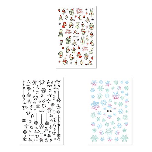 3 Sheets Waterproof & Eco-Friendly Christmas Snowflake & Floral Nail Stickers - DIY Nail Art Decals for Holiday Parties & Winter Nail Designs