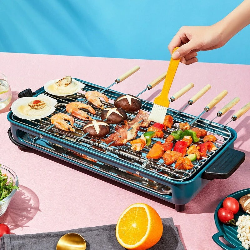 1500W Portable Smokeless Electric Grill Pan - Non-Stick Indoor/Outdoor BBQ Griddle for Home, Camping & Parties - Perfect for Grilling Steaks, Burgers, Vegetables & More