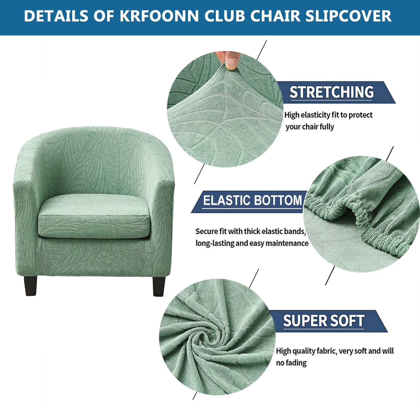 KRFOONN 2-Piece Stretch Printed Round Barrel Chair Slipcover - Removable Elastic Bottom Furniture Protector Cover for Living Room, Bedroom, Office - Soft Fabric Club Chair Covers for Home Decor (Style B9)