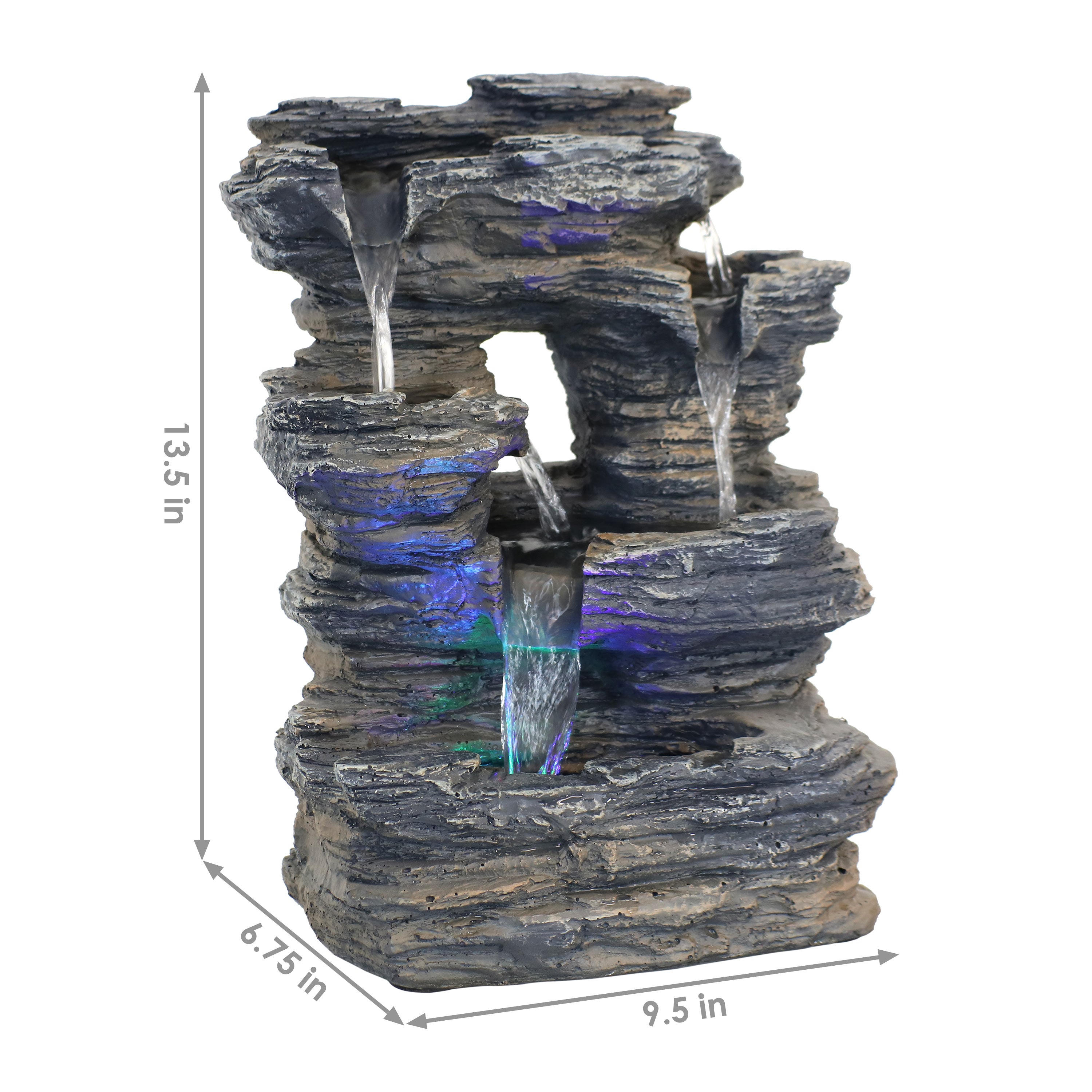 Sunnydaze 5-Stream Rock Cavern Indoor Tabletop Fountain with LED Lights - Relaxing Zen Water Feature for Home, Office & Meditation Spaces