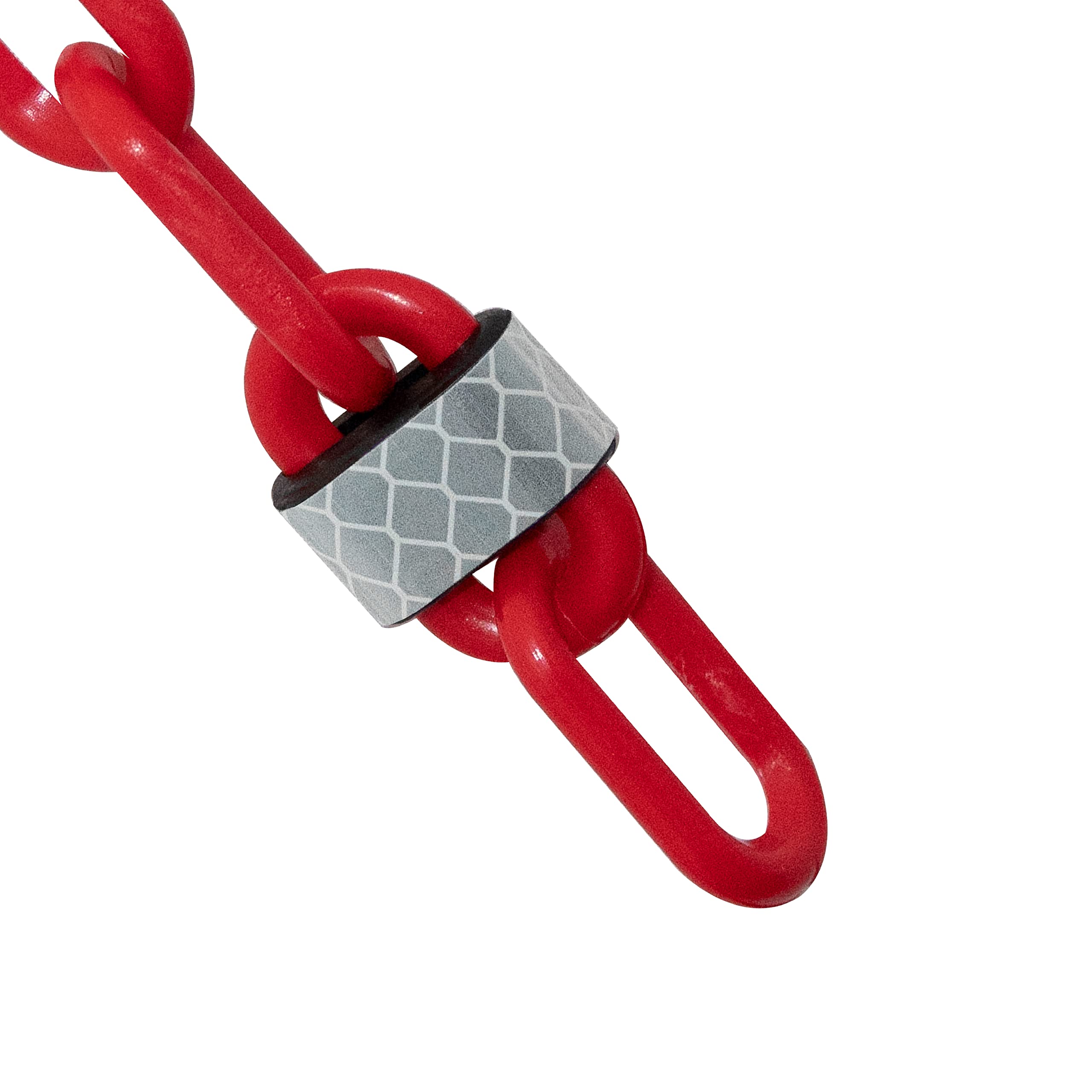 Mr. Chain Reflective Plastic Barrier Chain - 2-Inch Red Safety Link Diameter, 100-Foot Length (52005-100) | Crowd Control, Construction Zones & Event Safety Barriers