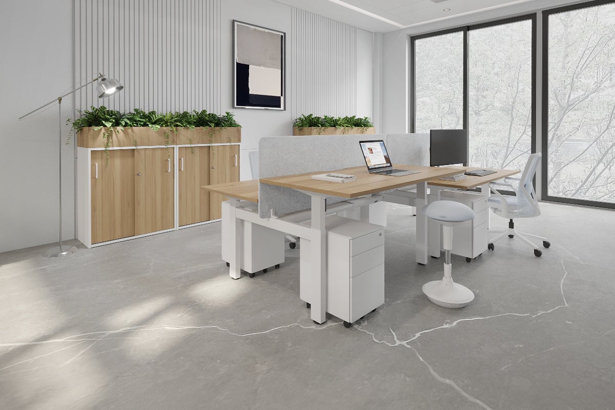Adjustable Height 4-Person Workbench - 1200L x 800W with Cable Management | Perfect for Office, Workshop & Garage Workspaces