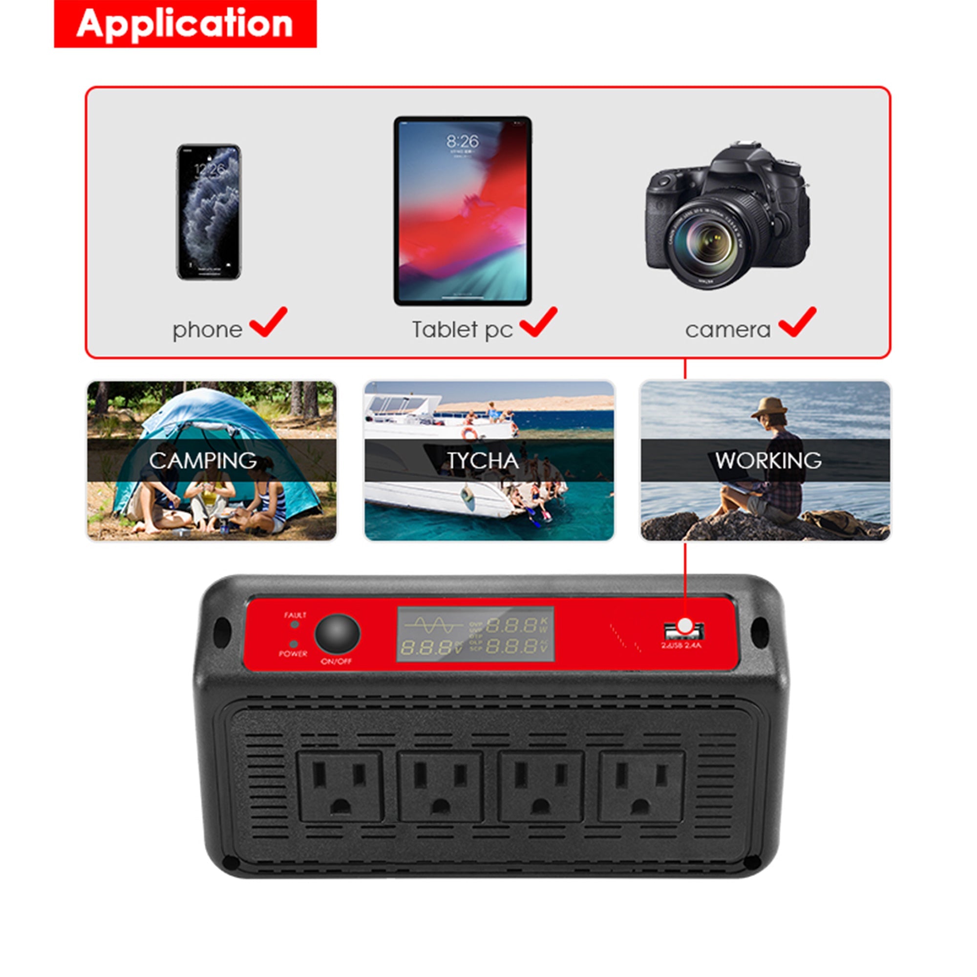 Acopower 1500W Pure Sine Wave Power Inverter 12V DC to 120V AC Converter for Cars, RVs, Trucks & Home Backup Power - Perfect for Camping, Road Trips & Emergency Power Outages