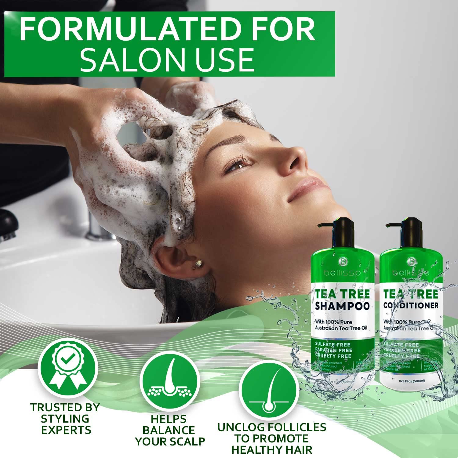 Tea Tree Shampoo and Conditioner Set with 100% Pure Australian Tea Tree Oil - Anti Dandruff Treatment for Dry Scalp - Sulfate & Paraben Free with Keratin, Vitamin B5 & Collagen - For Women & Men - Perfect for Daily Hair Care & Scalp Refreshment