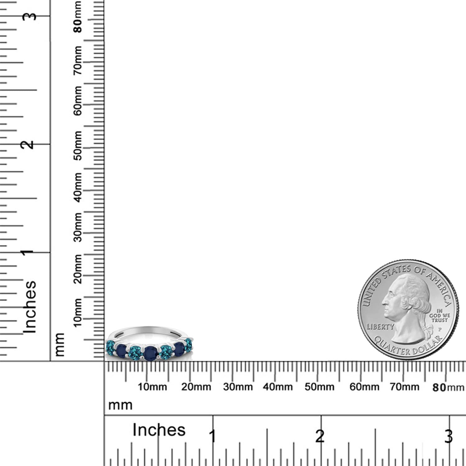 925 Sterling Silver London Blue Topaz & Blue Sapphire Women's Anniversary Ring - 1.52 Ct Gemstone Birthstone Jewelry (Size 5-9) | Elegant Gift for Wife, Mother, Girlfriend - Perfect for Birthdays, Anniversaries & Special Occasions