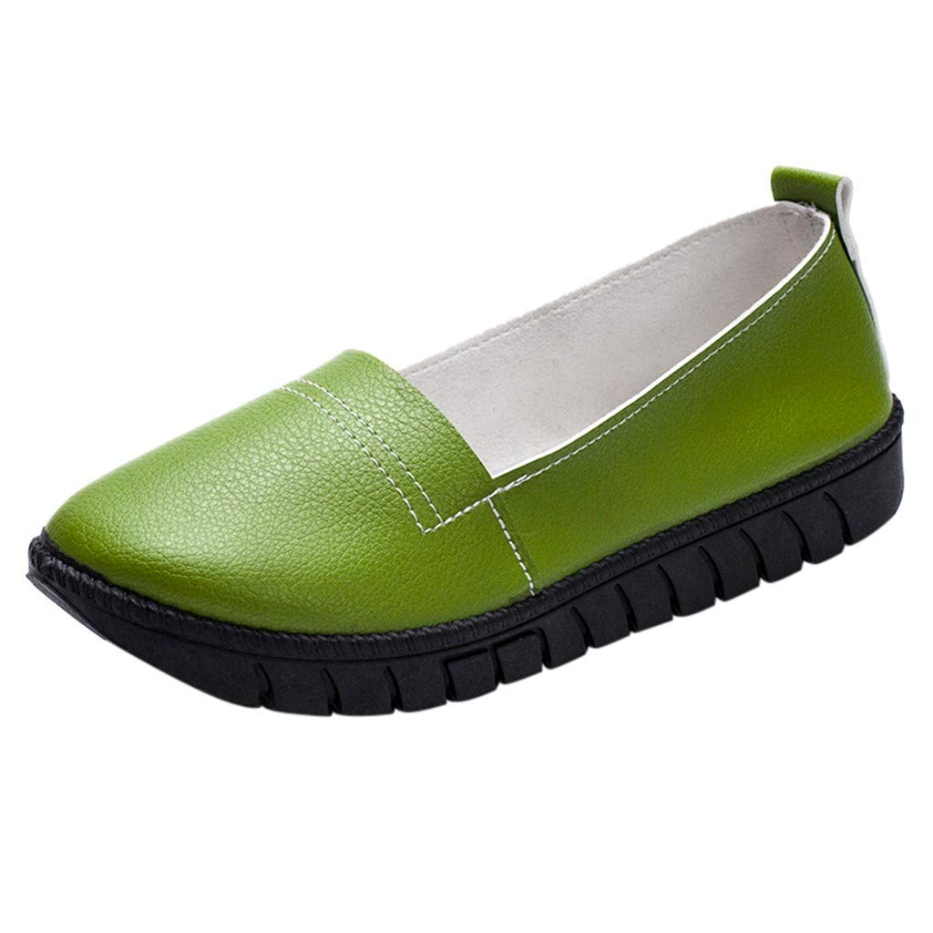 Women's Slip-On Boat Shoes - Flat Round Toe Casual Loafers for Women | Comfortable & Stylish Leisure Shoes | Perfect for Walking, Driving, and Everyday Wear (Green, Size 8.5 US / 6.5-7 UK)