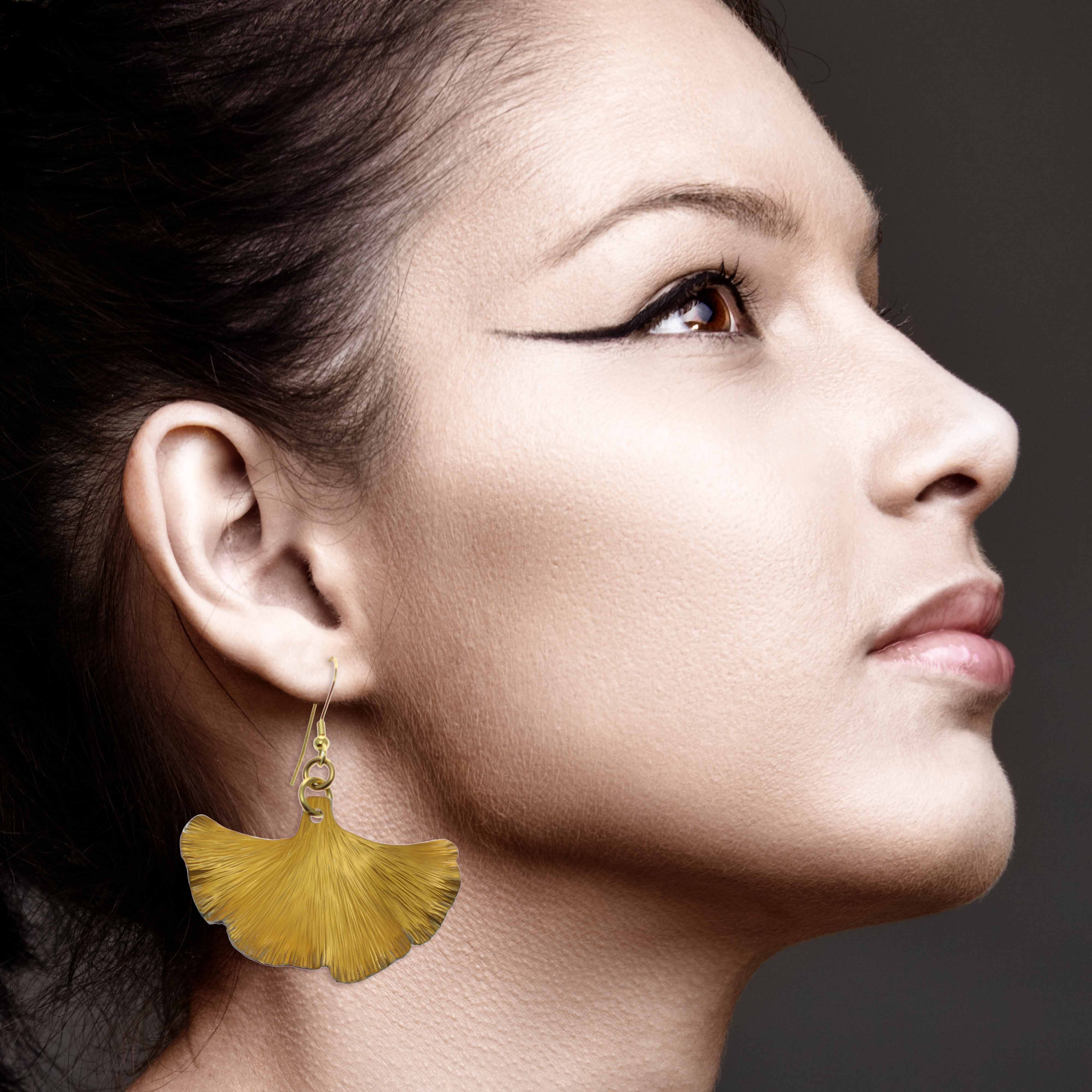 Light Orange Anodized Ginkgo Leaf Drop Earrings for Women - Elegant Dangle Earrings for Casual Wear, Date Night & Special Occasions