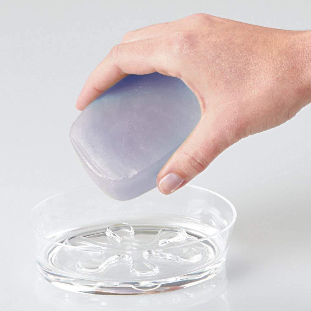 InterDesign Eva Bar Soap Dish - Clear Plastic Soap Holder for Bathroom Vanity, Kitchen Sink - Durable & Non-Slip Design for Showers, Countertops, and Wet Areas