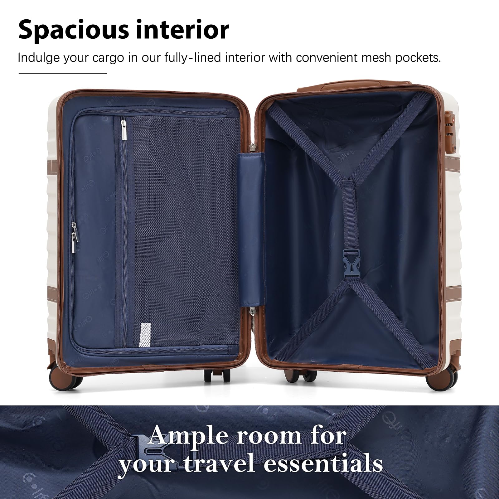 Coolife 3-Piece Hardshell Luggage Set with TSA Lock, Spinner Wheels & Telescopic Handle - Lightweight Carry-On Suitcase for Travel, Business & Vacation (20