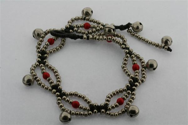 Red Bell Bead Anklet - Stylish Boho Ankle Bracelet for Women, Perfect for Music Festivals & Beach Vacations