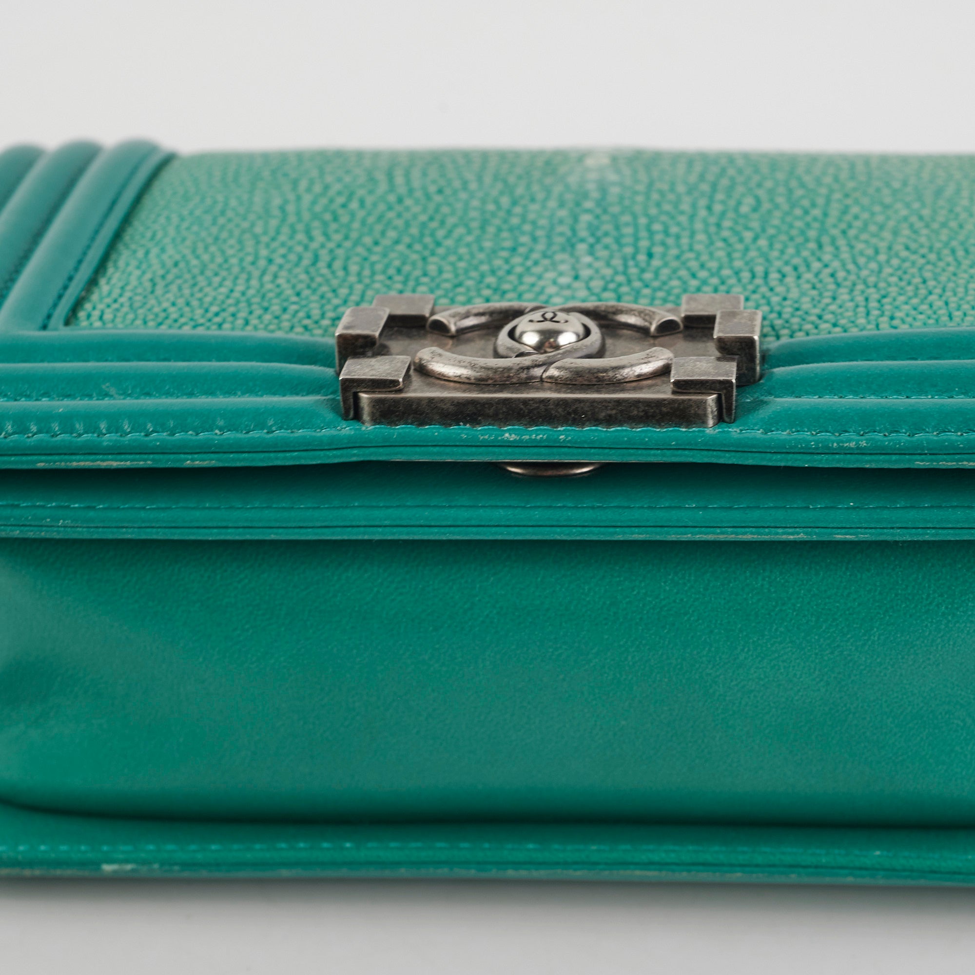 Chanel Small Turquoise Stingray Boy Bag - Luxury Crossbody Handbag for Women | Perfect for Evening Parties, Date Nights & Special Occasions