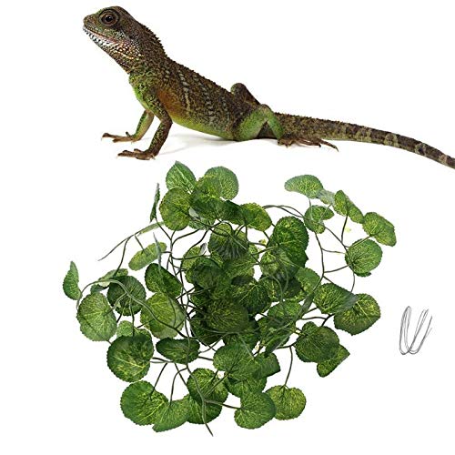 2m Artificial Vine Reptile Terrarium Box Habitat Decoration - Green Fake Plants Leaves for Lizards, Snakes & Geckos - Natural-Looking Terrarium Decor for Reptile Tanks & Vivariums - Perfect for Climbing, Hiding & Creating Jungle Environments