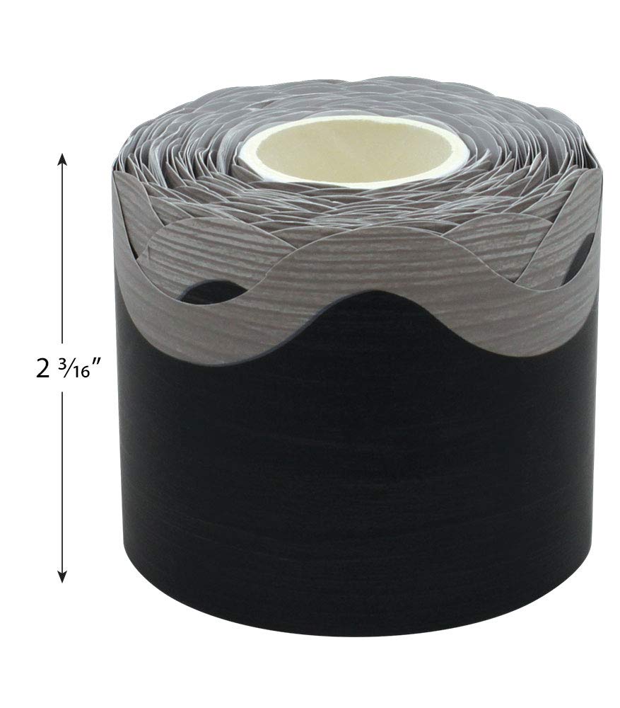 Teacher Created Resources Modern Farmhouse Black & Gray Scalloped Border Trim - 50ft Roll for Bulletin Boards, Walls, Desks - Perfect for Classroom Decor, Homeschooling, School Doors & Windows Decoration