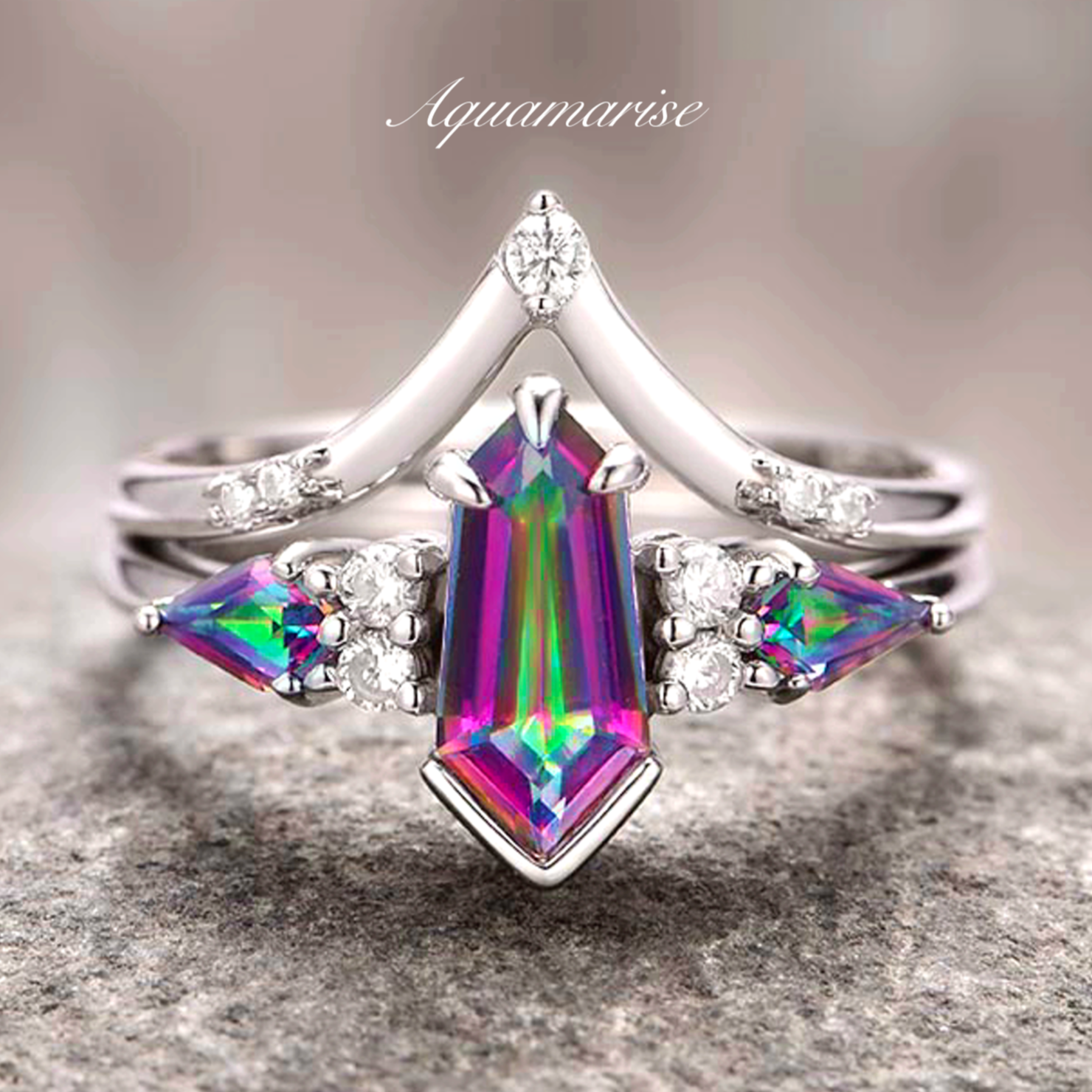 Stunning Mystic Topaz Sterling Silver Ring Set for Women | Elegant Jewelry Gift for Birthday, Anniversary & Special Occasions