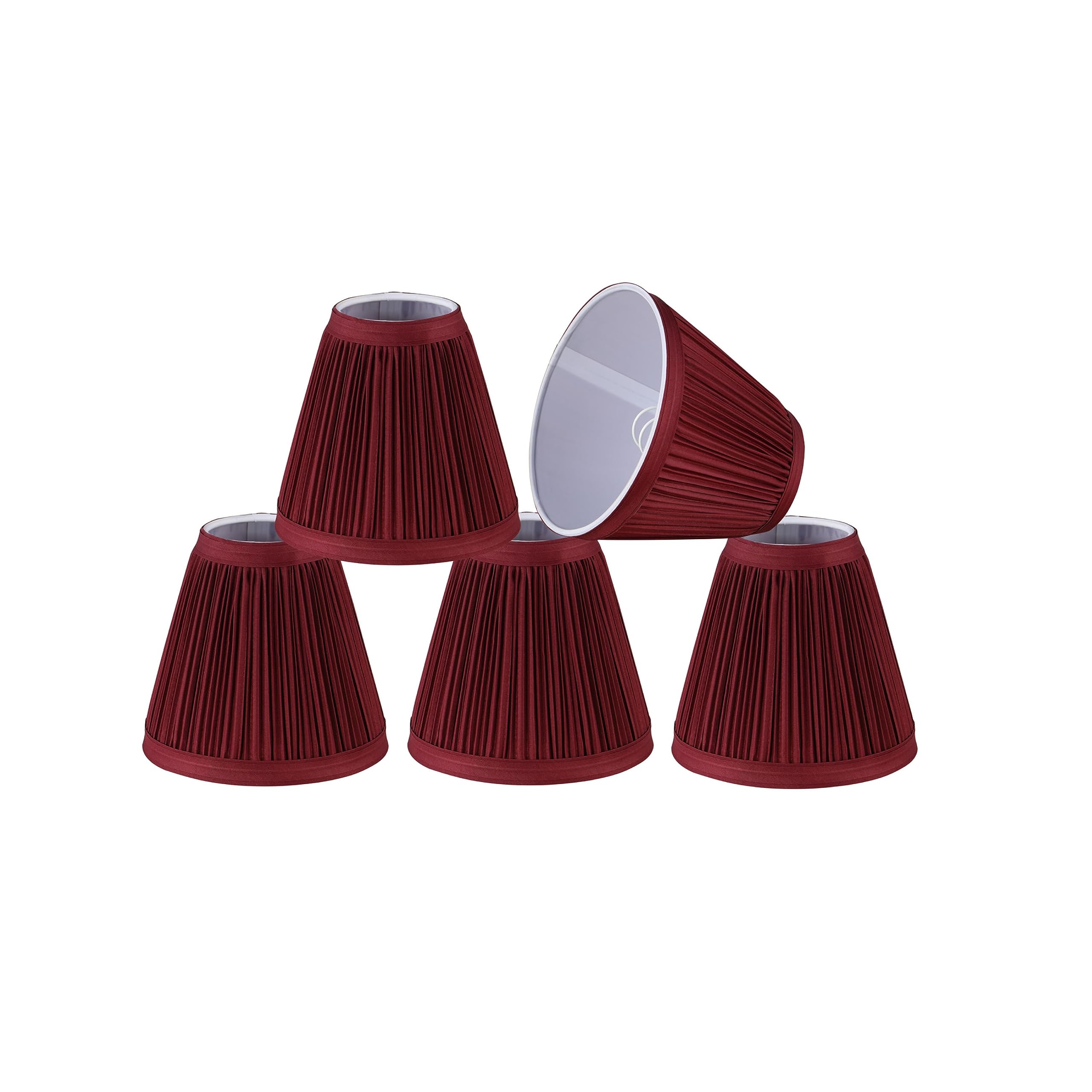 Aspen Creative 33124-6 Small Pleated Empire Chandelier Clip-On Lamp Shades - Burgundy (3