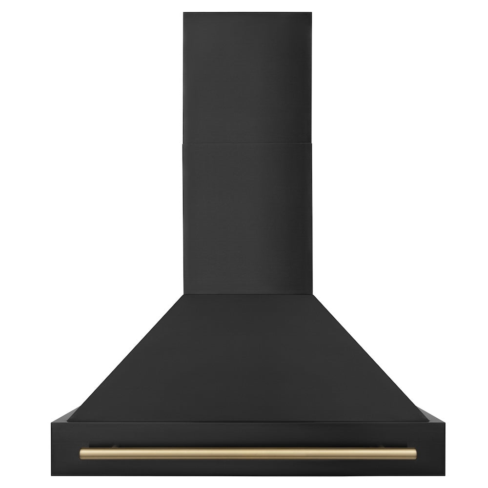 ZLINE Autograph Edition 36-inch Black Stainless Steel Dual Fuel Range with Champagne Bronze Range Hood - Professional Kitchen Package (2AKP RABRH36 CB) | Perfect for Gourmet Cooking & Modern Home Kitchens
