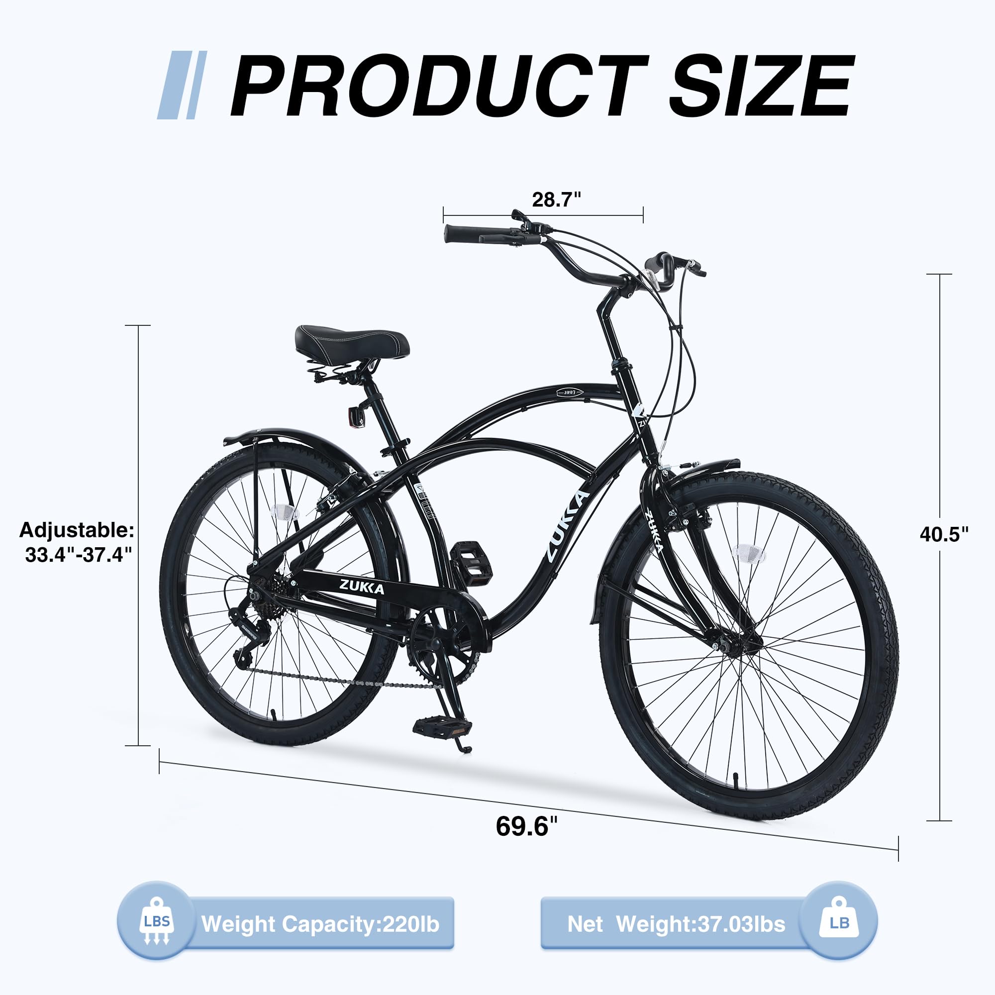 26 Inch Beach Cruiser Bike for Women, Men & Seniors - 7-Speed Hybrid Commuter Bike with Steel Frame - Perfect for City Rides & Beach Cruising - Available in 7 Colors