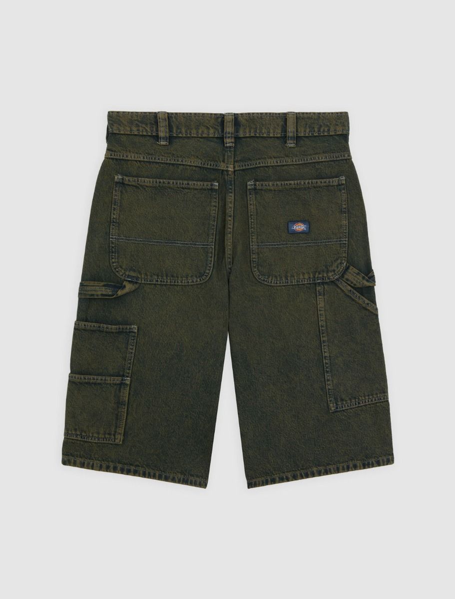 Dickies 14 Loose Fit Denim Painter Shorts - Green Tone Fade - Comfortable Workwear for Painting, Construction & Outdoor Activities